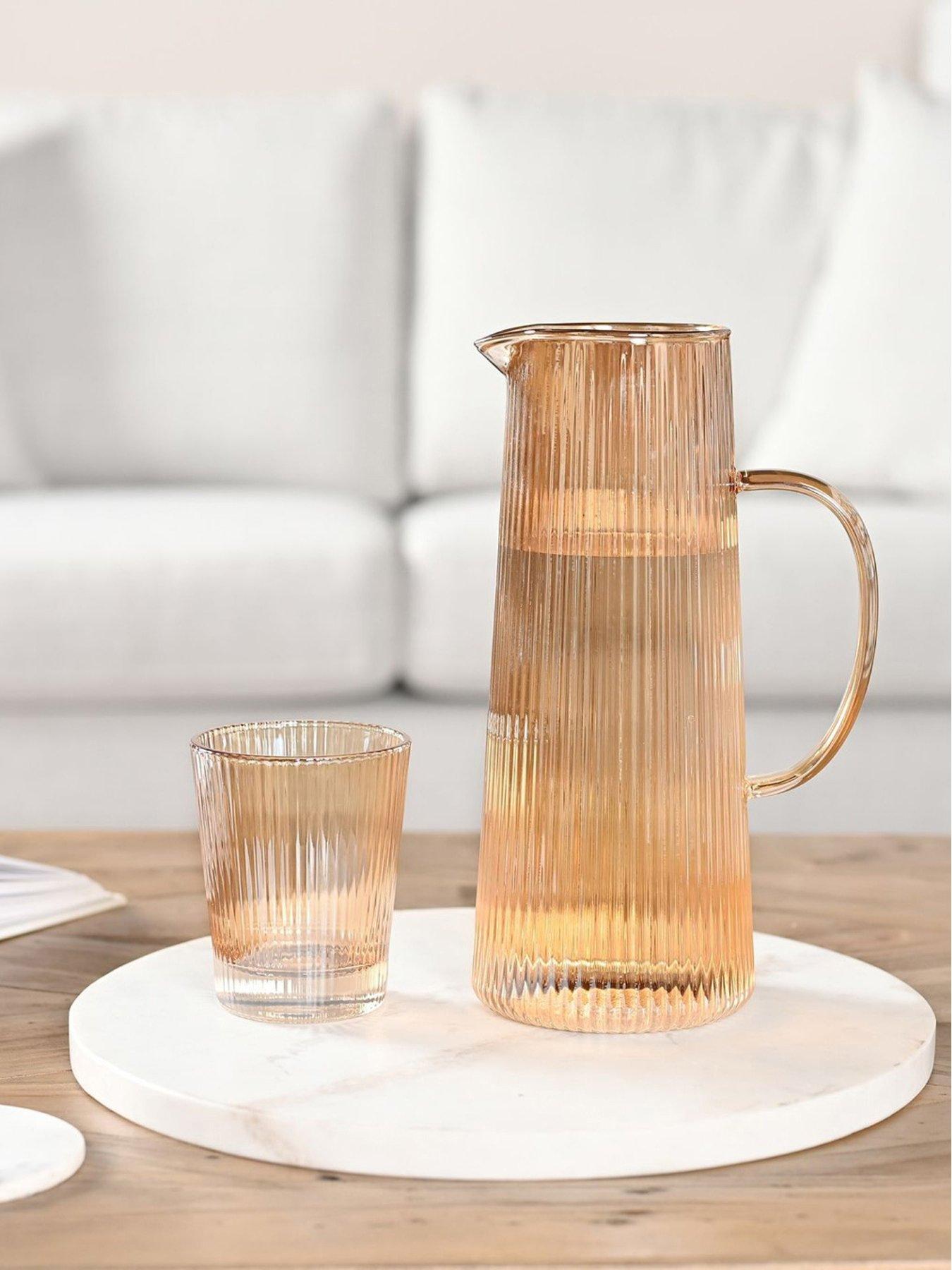 undefined Ribbed Glass Jug - Champagne