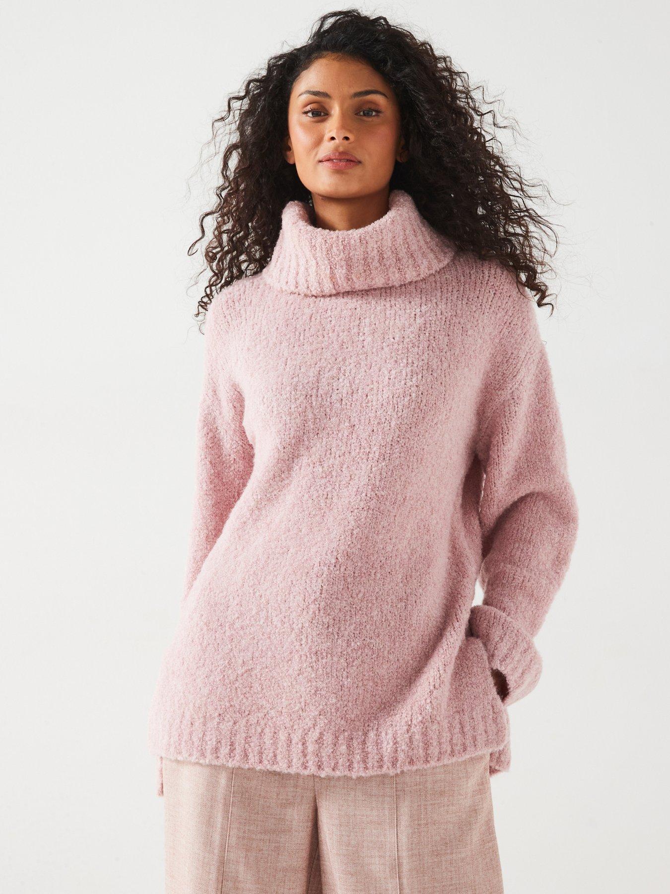 Pink oversized roll neck jumper online