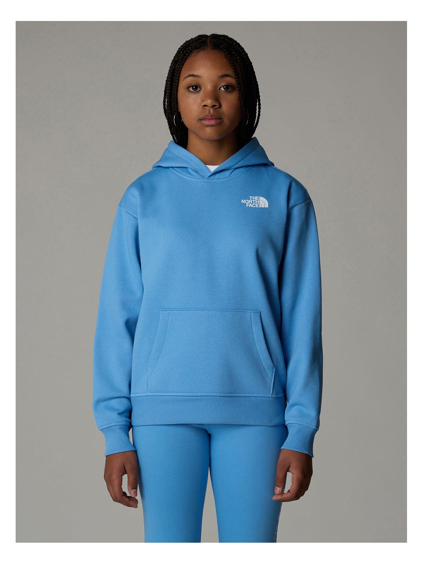 THE NORTH FACE Junior Girls Vertical Graphic Oversized Hoodie - Blue, Blue, Size M=10-12 Years