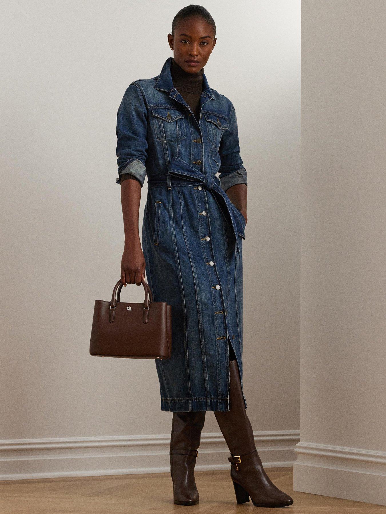 Long sleeve midi denim dress best sale