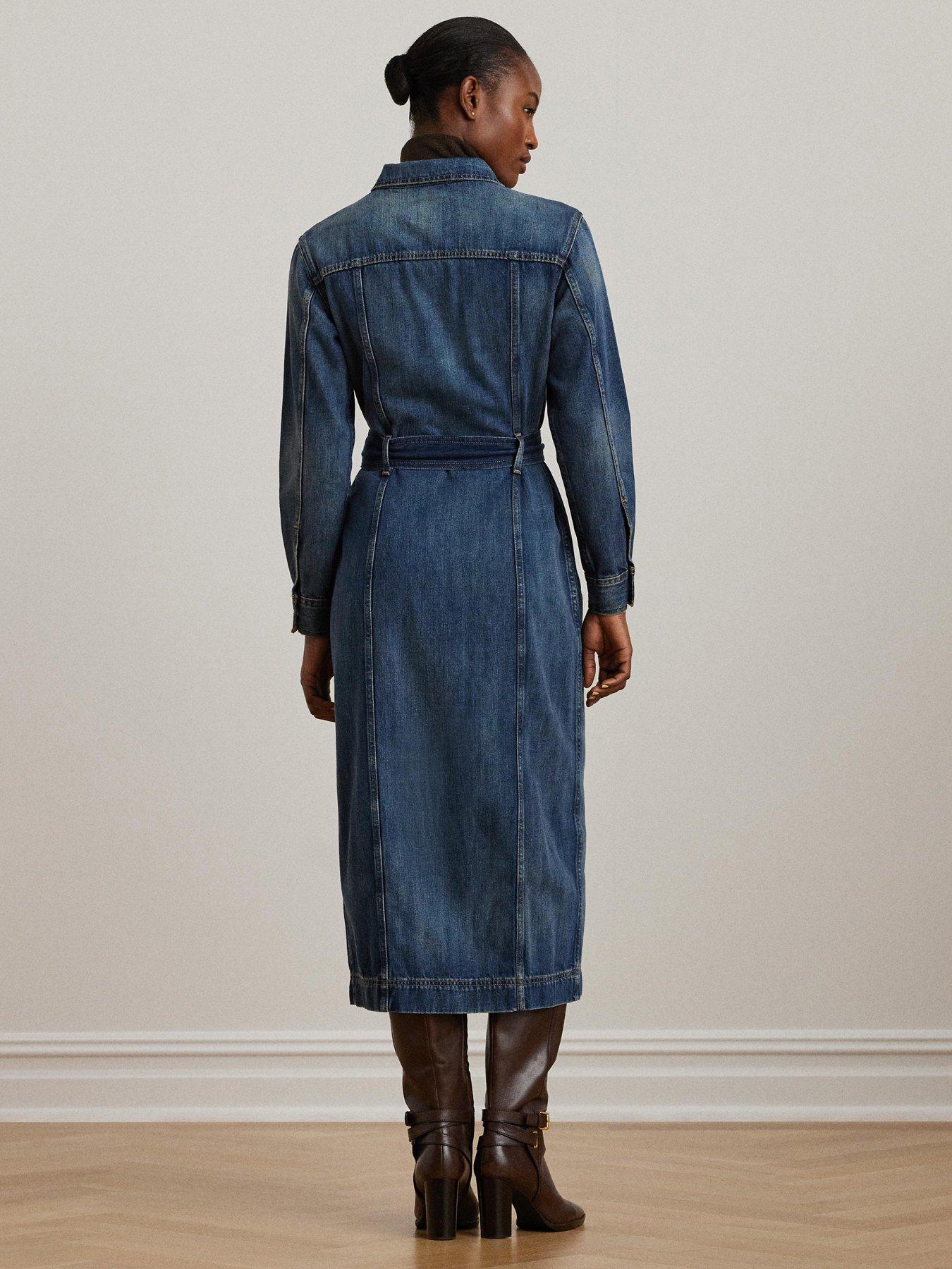 Hadell Long Sleeve Denim Dress Blue