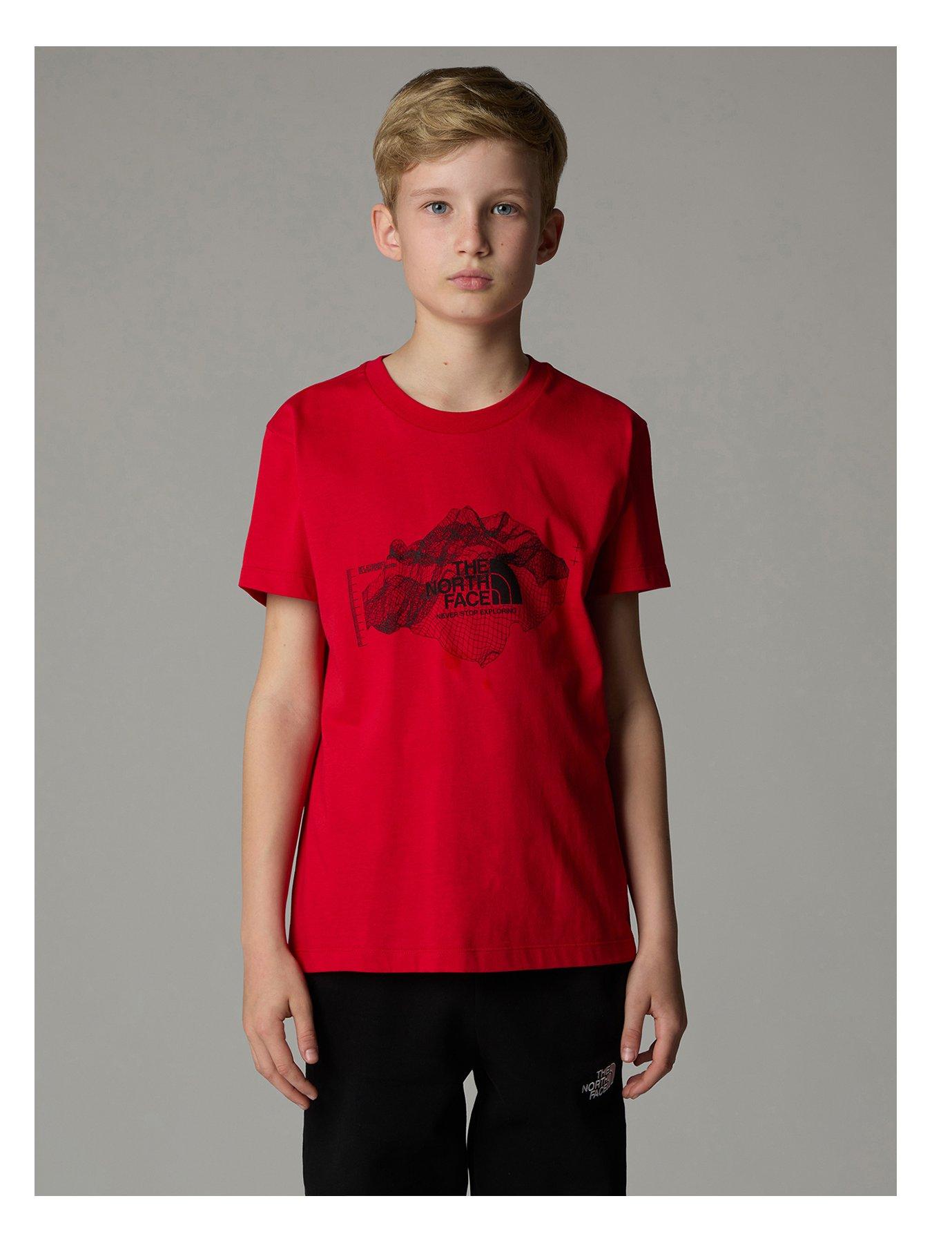 undefined Junior Boys Topographic Short Sleeve Tee - Red
