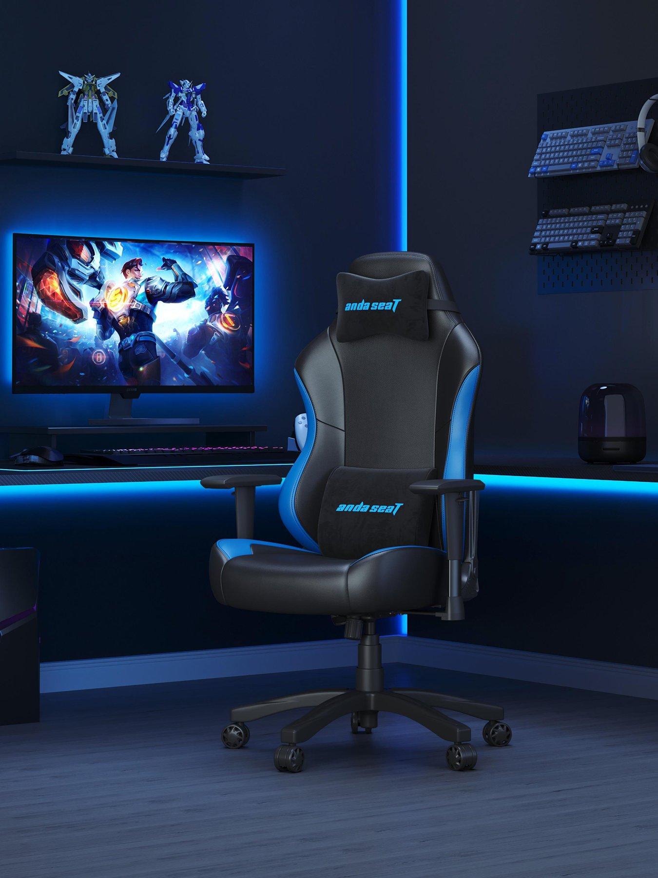 Product photograph of Andaseat Anda Seat Luna Premium Large Gaming Chair - Black Blue from very.co.uk