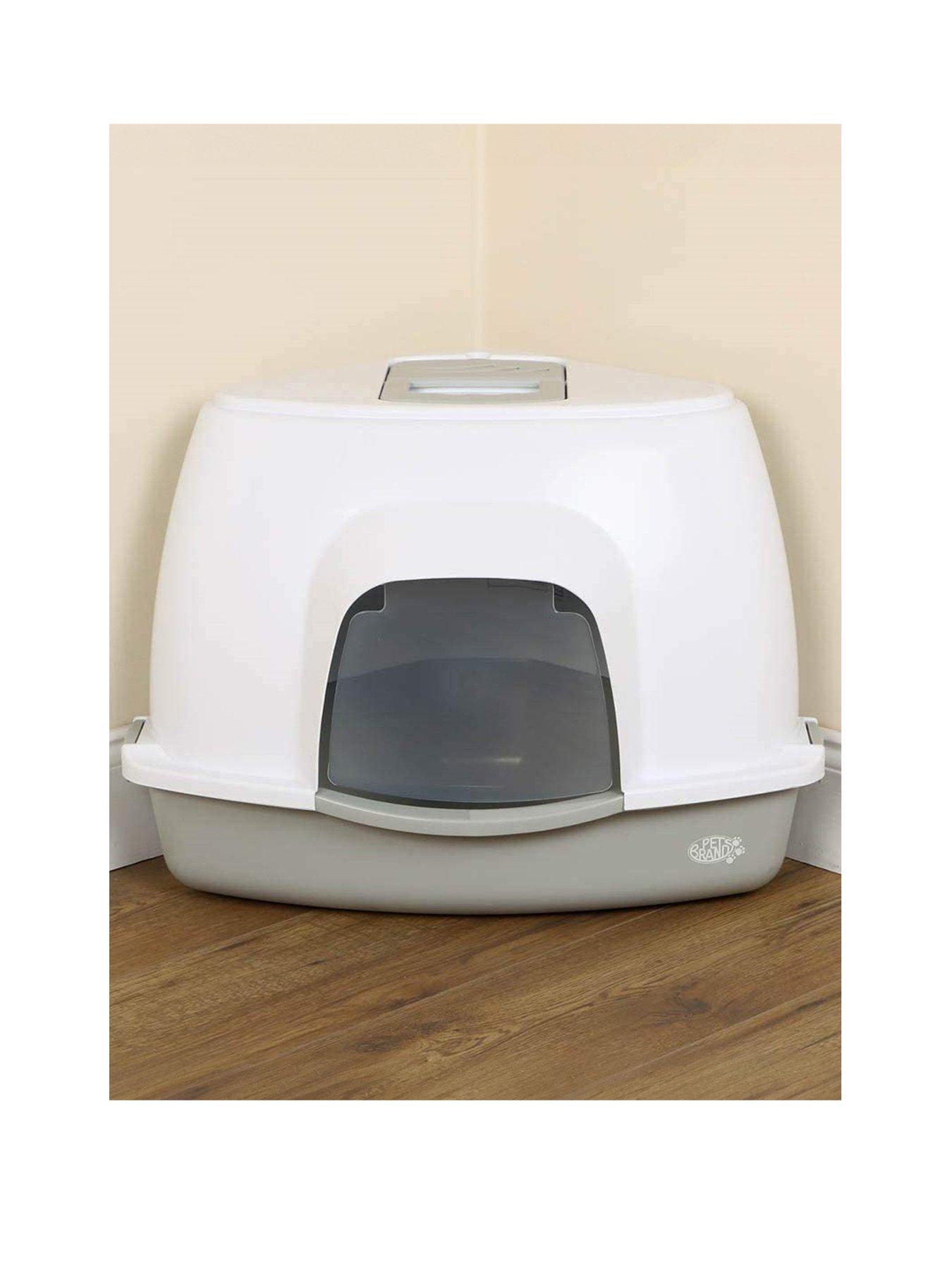 Product photograph of Petsentials Corner Litter Tray - Grey from very.co.uk