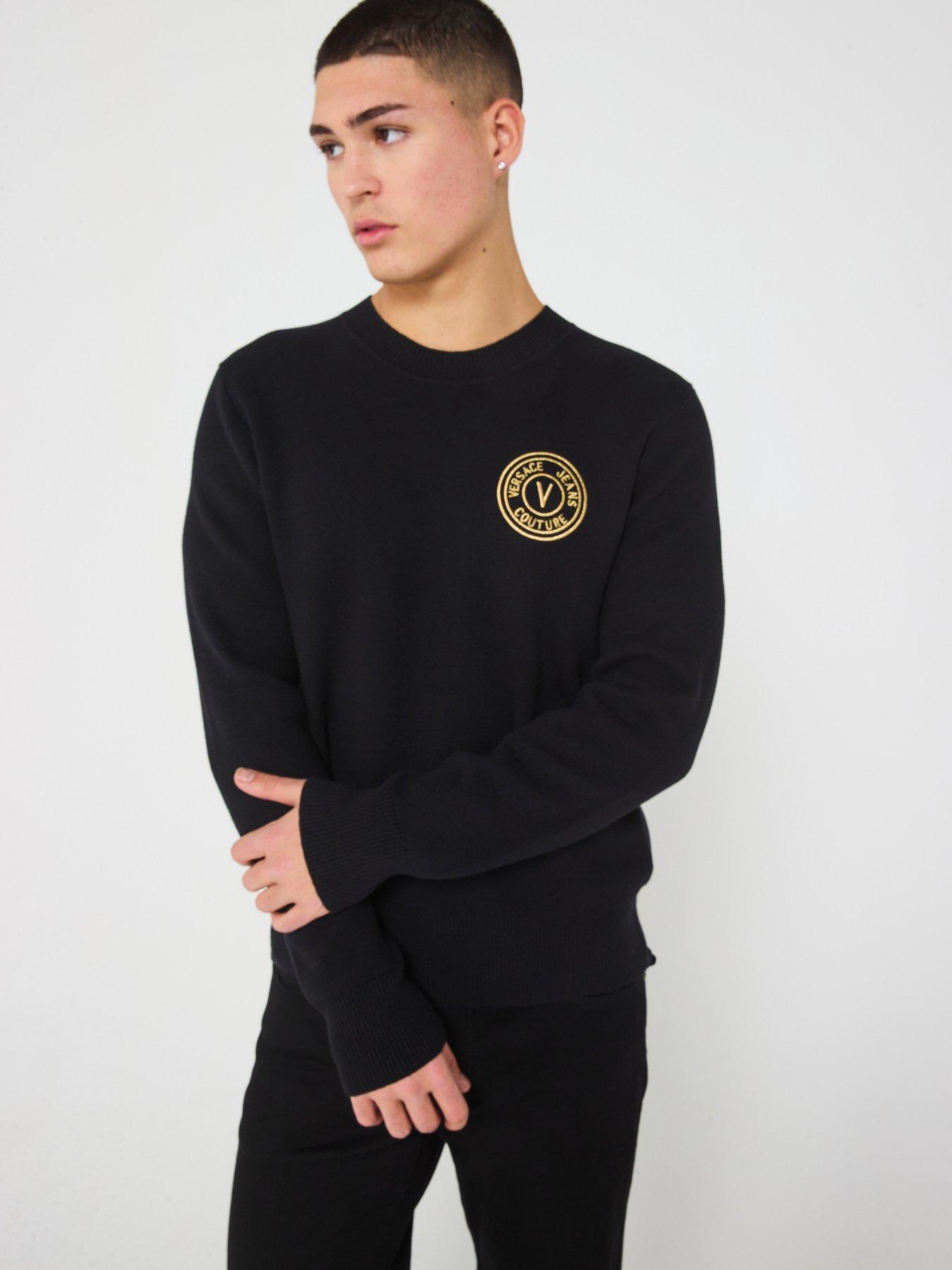 Versace Jeans Couture Round Neck Knitted Jumper Black Very