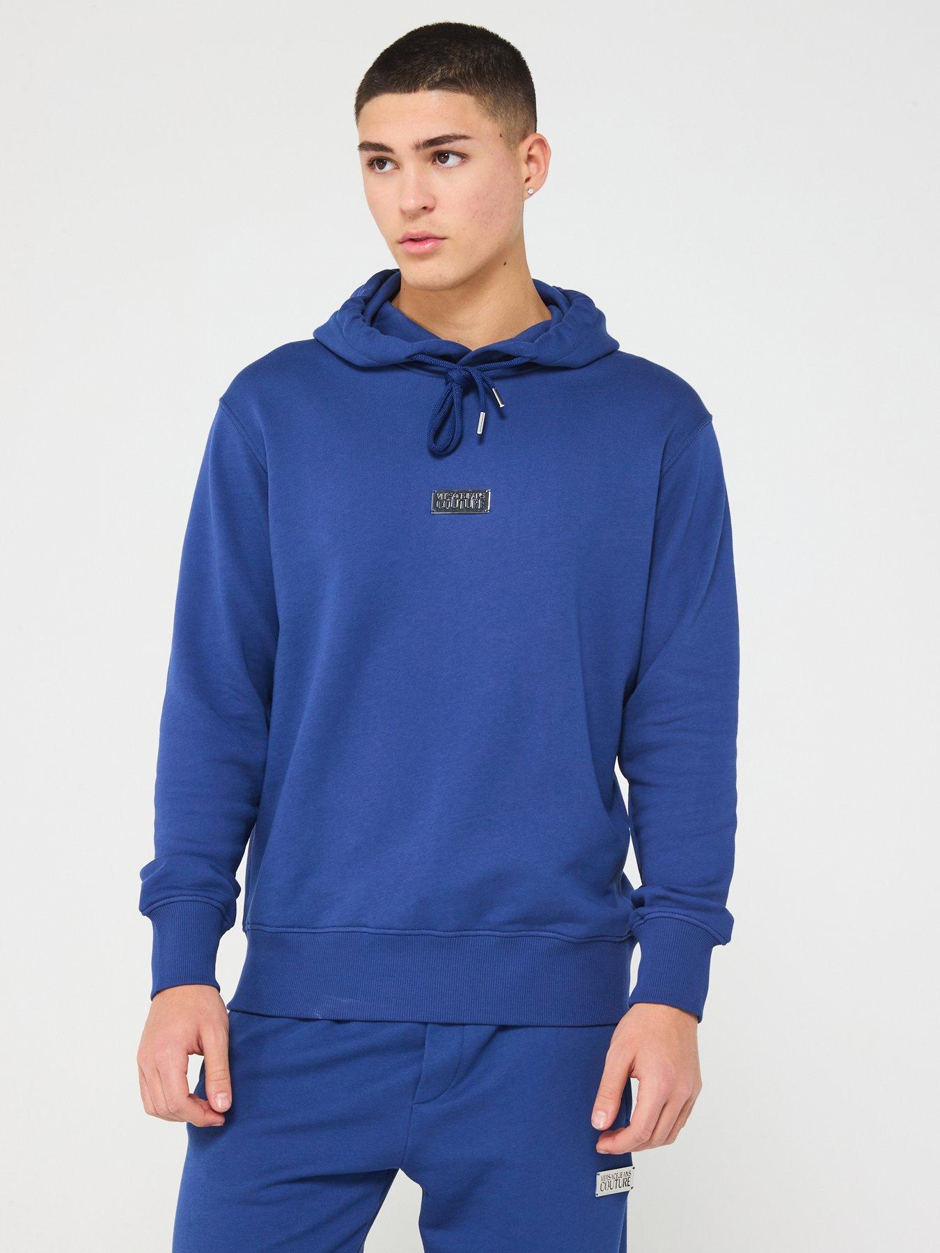 Image 1 of 4 of Versace Jeans Couture Metal Plaque Jersey Hoodie - Blue