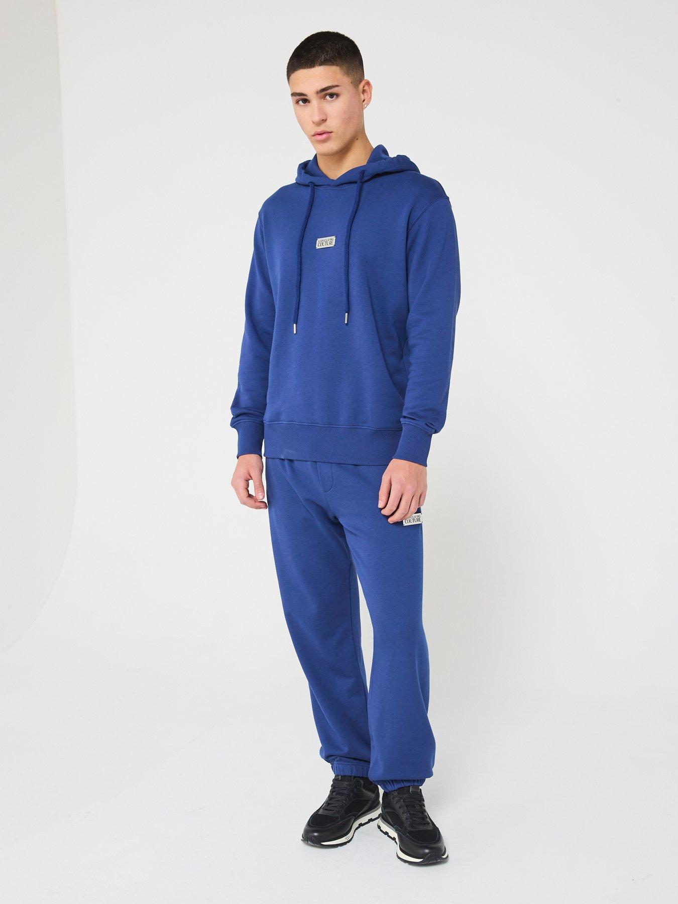 Image 3 of 4 of Versace Jeans Couture Metal Plaque Jersey Hoodie - Blue