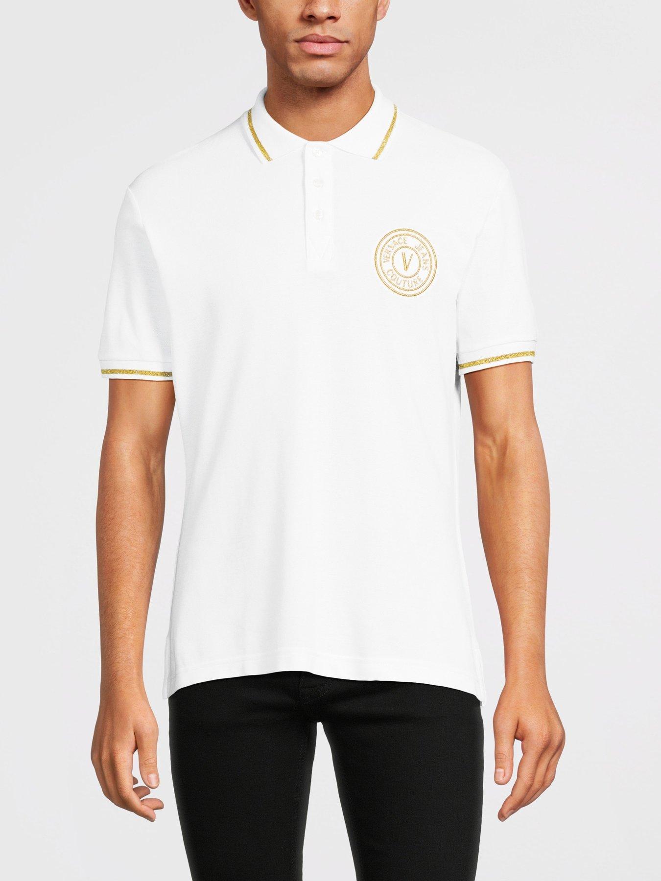 Versace Jeans Couture Metal Plaque Logo Polo Shirt White Very