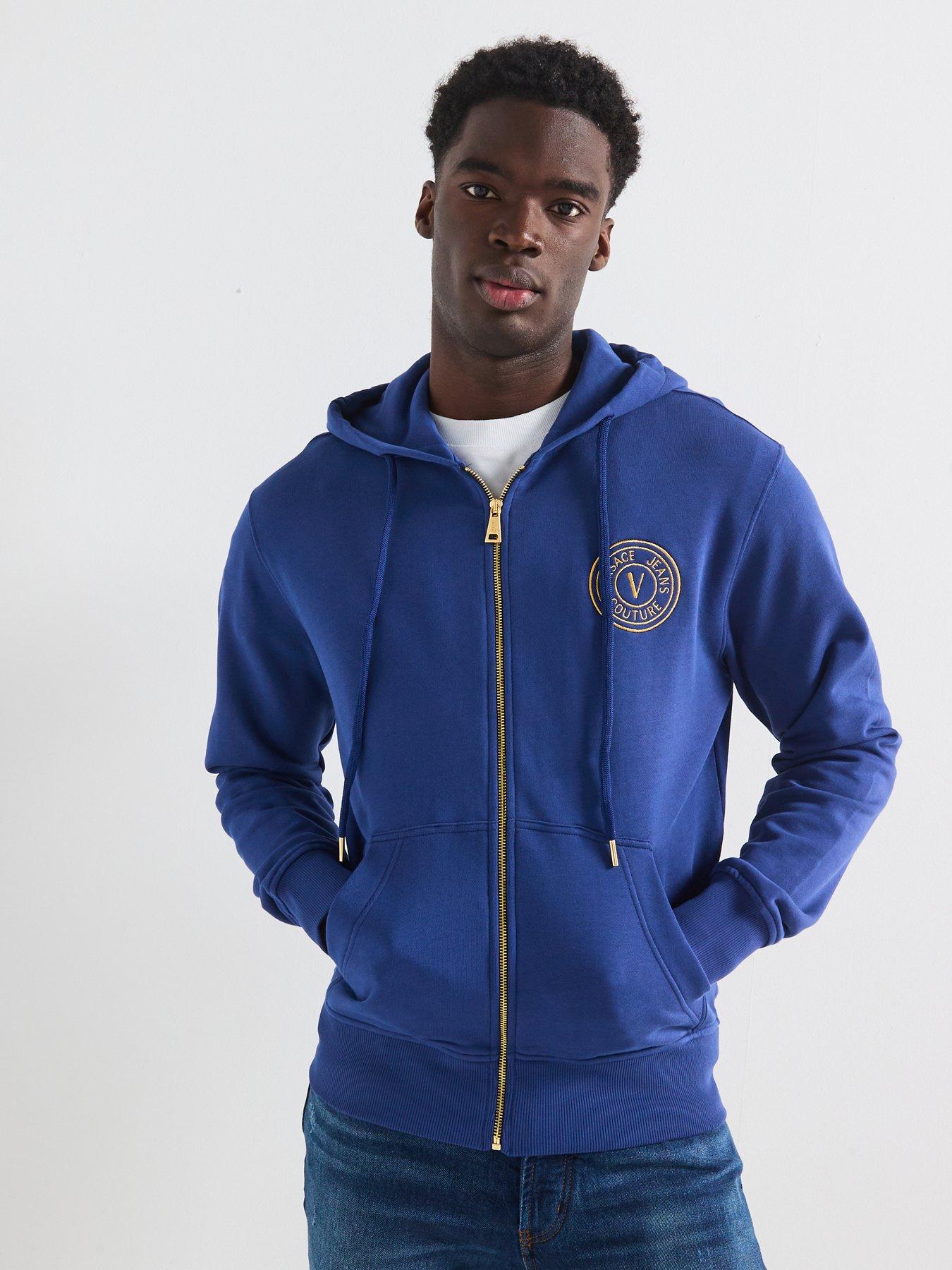 undefined Embroidered Logo Zip Hoodie - Blue