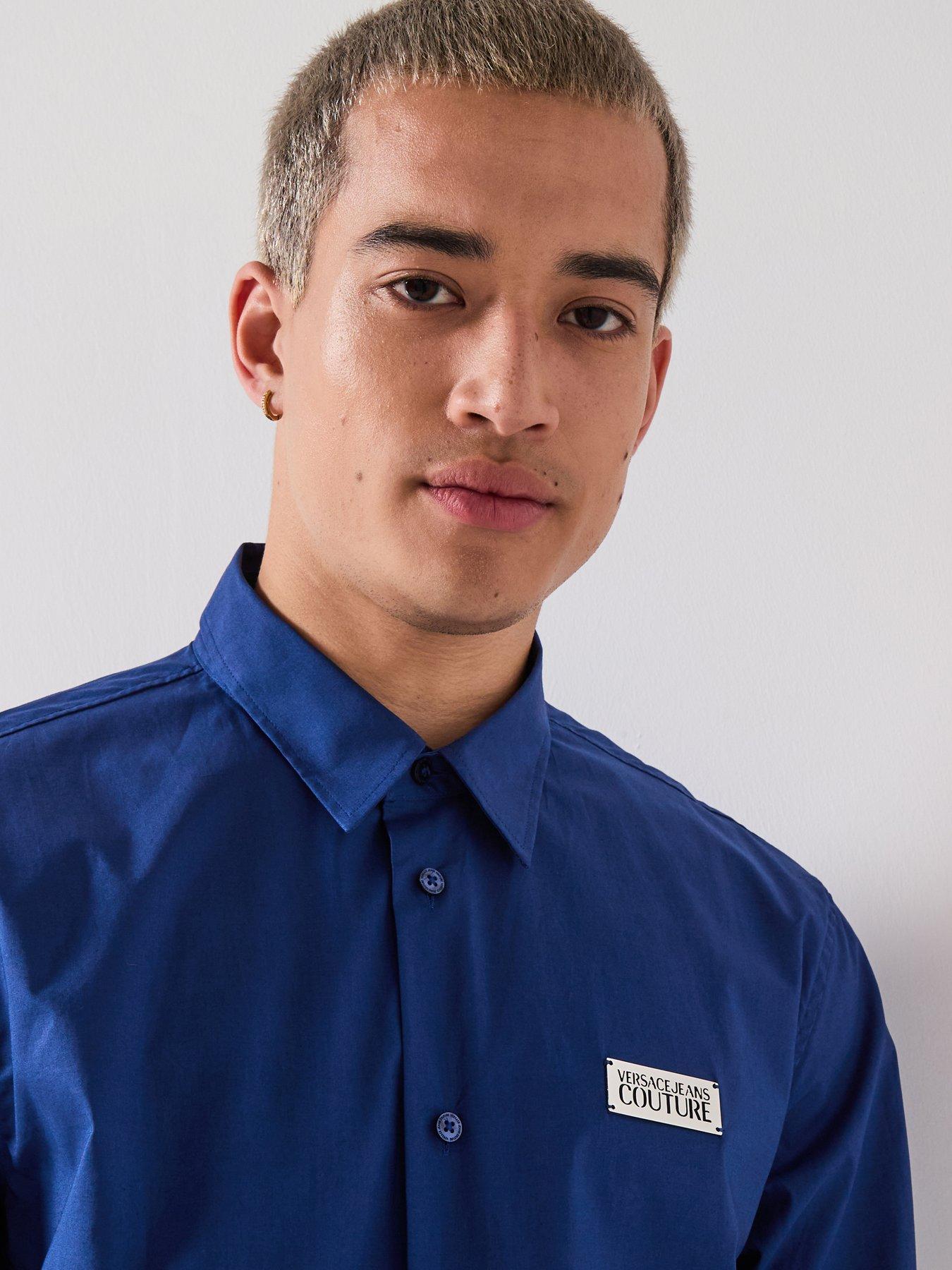 undefined Versace Jeans Couture Metal Plaque Poplin Shirt - Blue