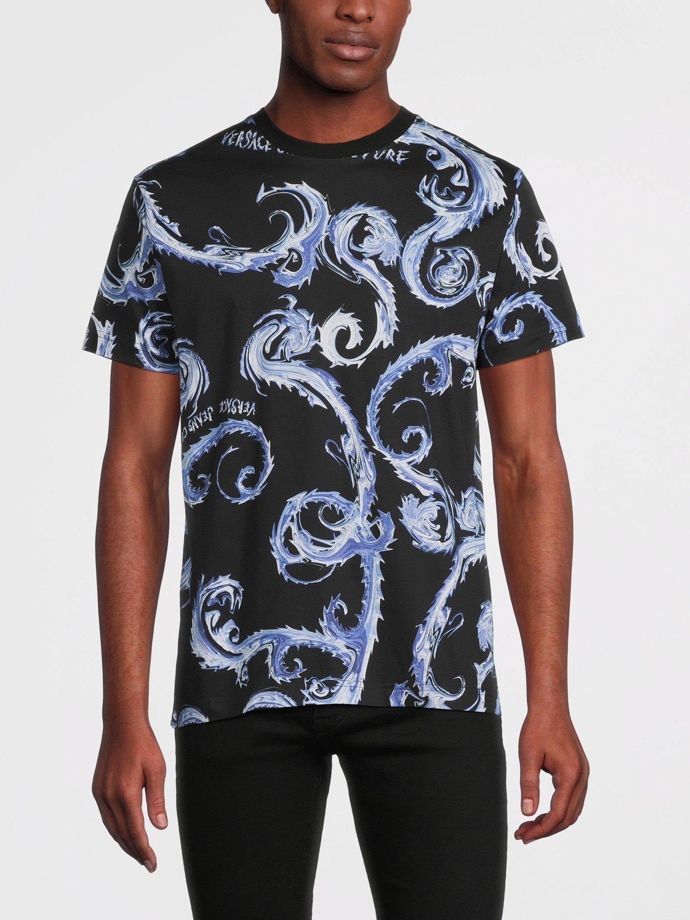 Versace Jeans Couture Chromo Baroque All Over Print T shirt Black Very