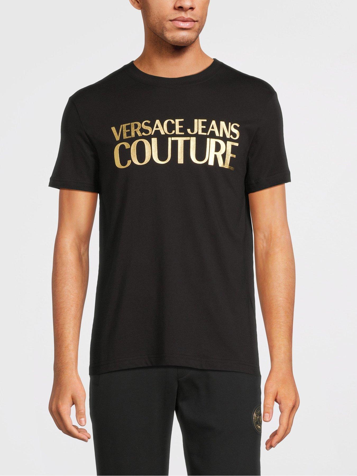 Versace Jeans Couture Gold Chest Logo T-Shirt - Black | Very