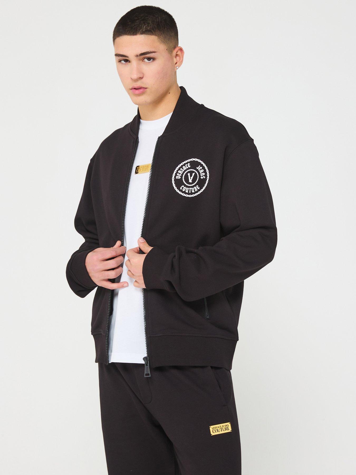 Versace Jeans Couture Embroided Logo Teddy Sweat Bomber - Black, Black, Size S, Men
