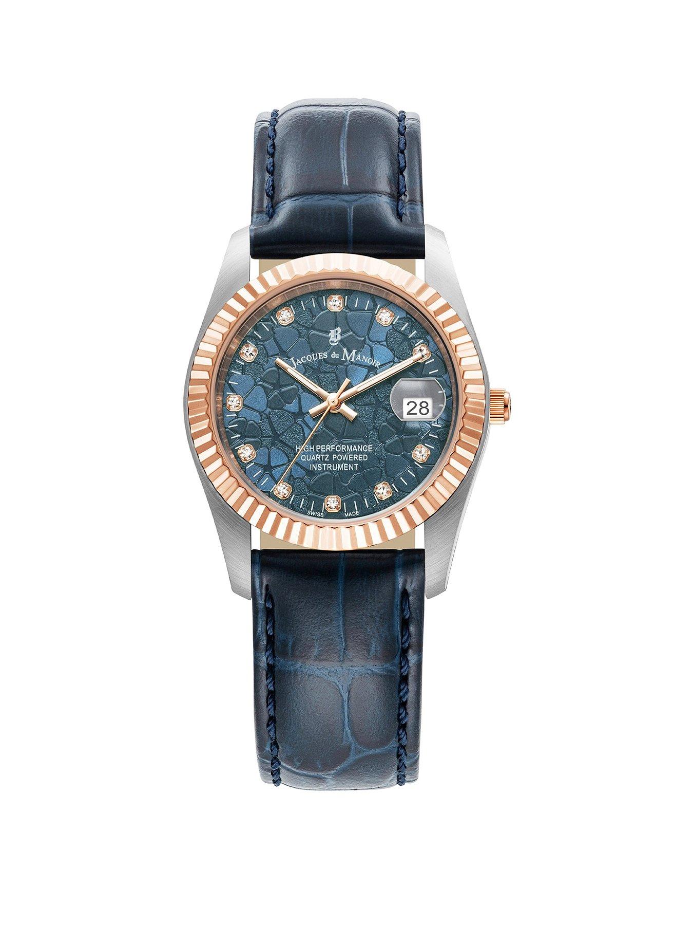 Product photograph of Jacques Du Manoir Swiss Made - Ladies Inspiration - Steel Rose Gold Plated - Strap Watch from very.co.uk