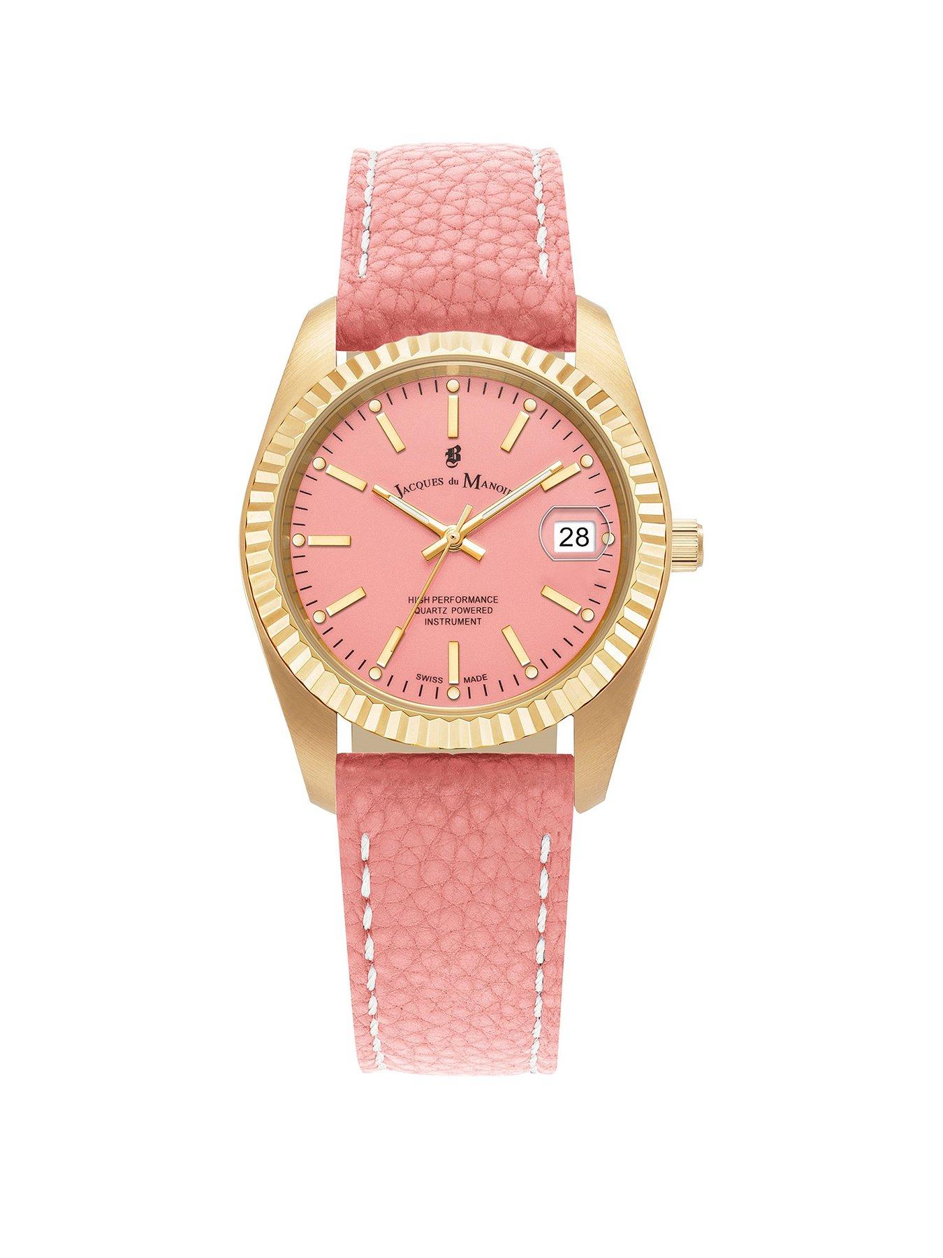 Product photograph of Jacques Du Manoir Jacques Du Manoir - Swiss Made - Ladies Inspiration - Gold Plated - Strap Watch from very.co.uk