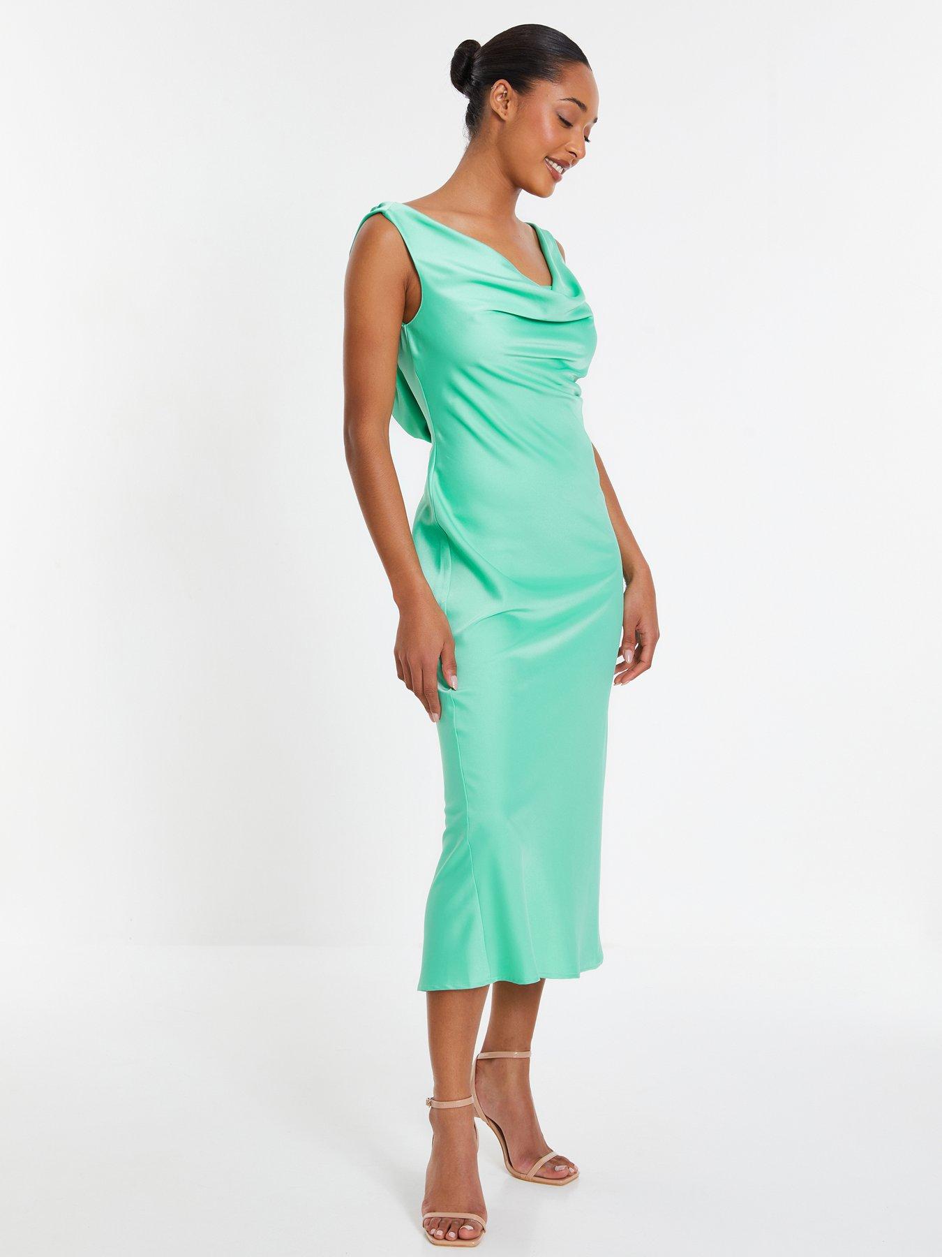 Quiz Mint Satin Slip Midi Dress Very