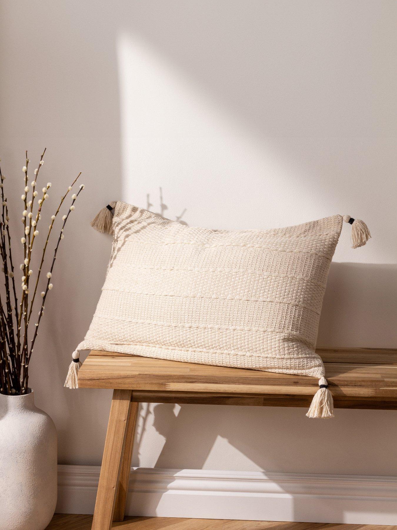 Product photograph of The Yard Caliche Cushion - Natural from very.co.uk