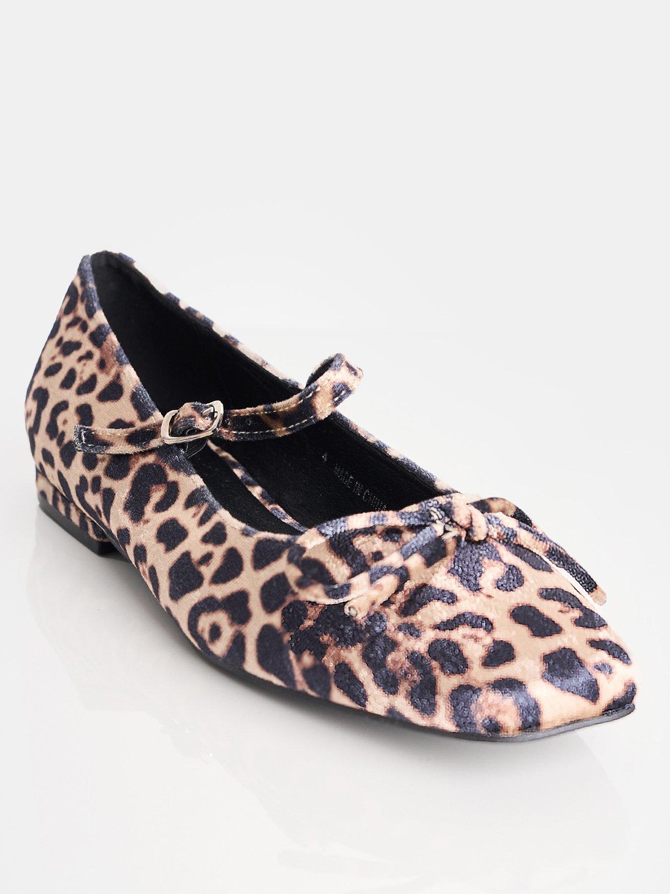 Image 2 of 3 of Public Desire Kandi Velvet Ballerina Shoes - Leopard