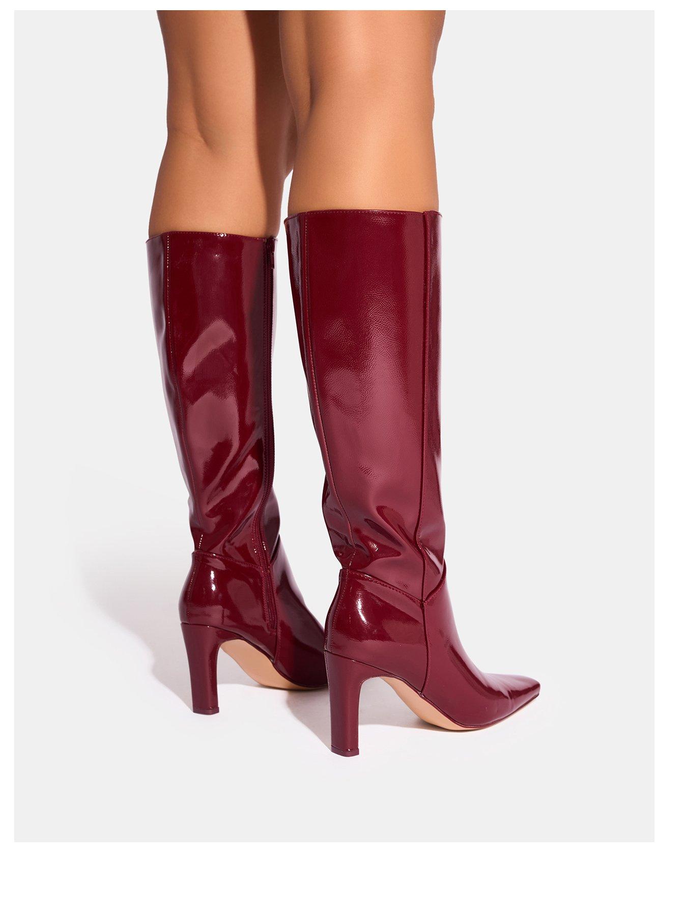 Public Desire Pose Knee High Boot Wine Very