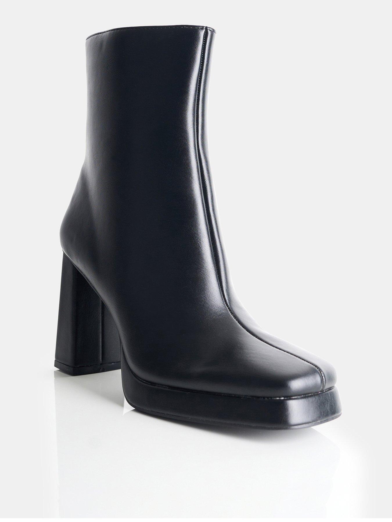 Public Desire Patty Square Heeled Ankle Boot - Black