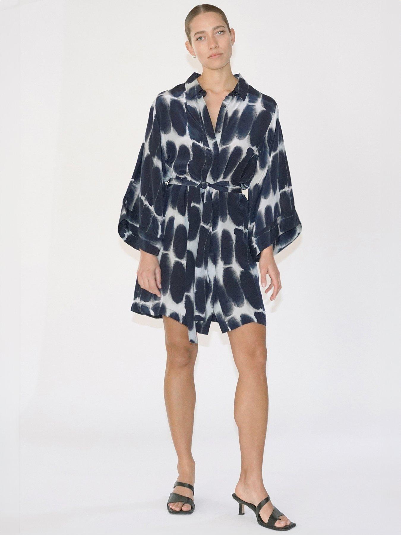 Image 2 of 6 of Religion Kimono Sleeve Tunic Shirt Dress - Navy