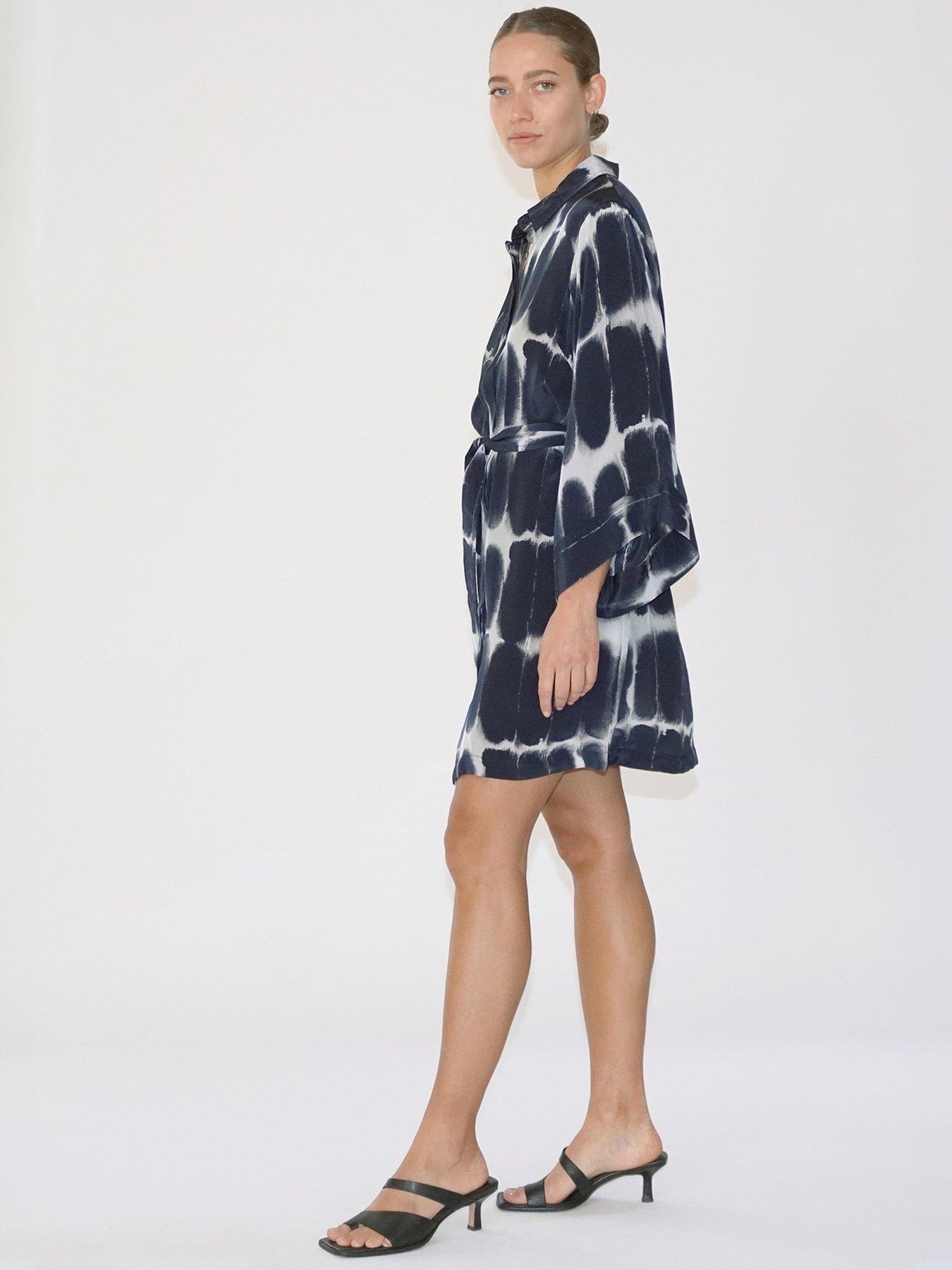 Image 6 of 6 of Religion Kimono Sleeve Tunic Shirt Dress - Navy