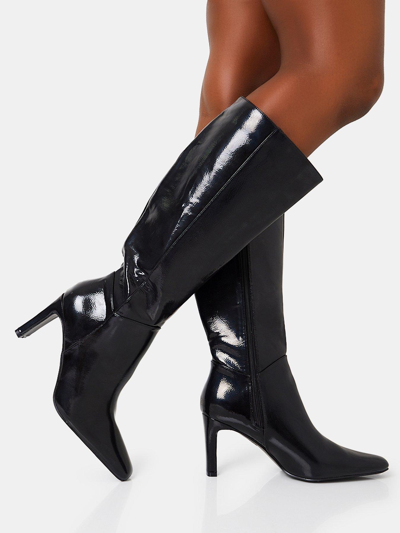 Public Desire Wide Fit Pose Knee High Boot Black Very