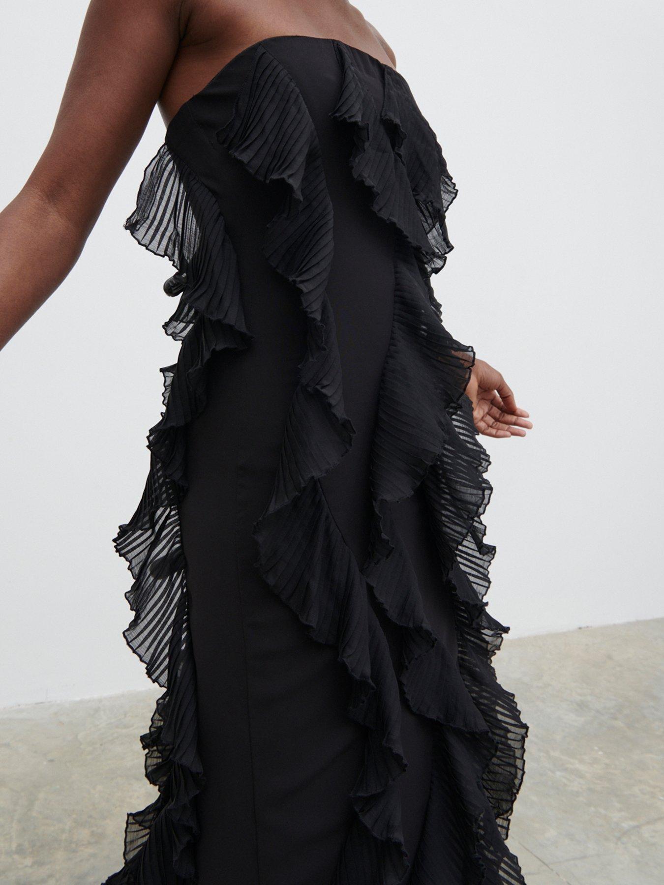 Pretty Lavish Perla Bandeau Ruffle Midaxi Dress Black Very - Main Image