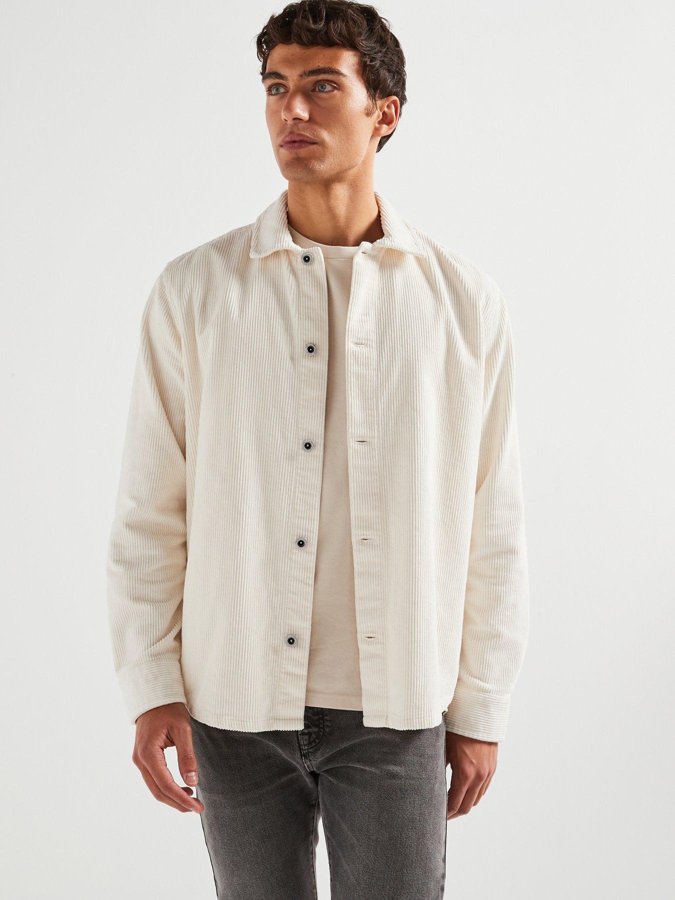 undefined Relaxed Fit Corduroy Shacket - Cream