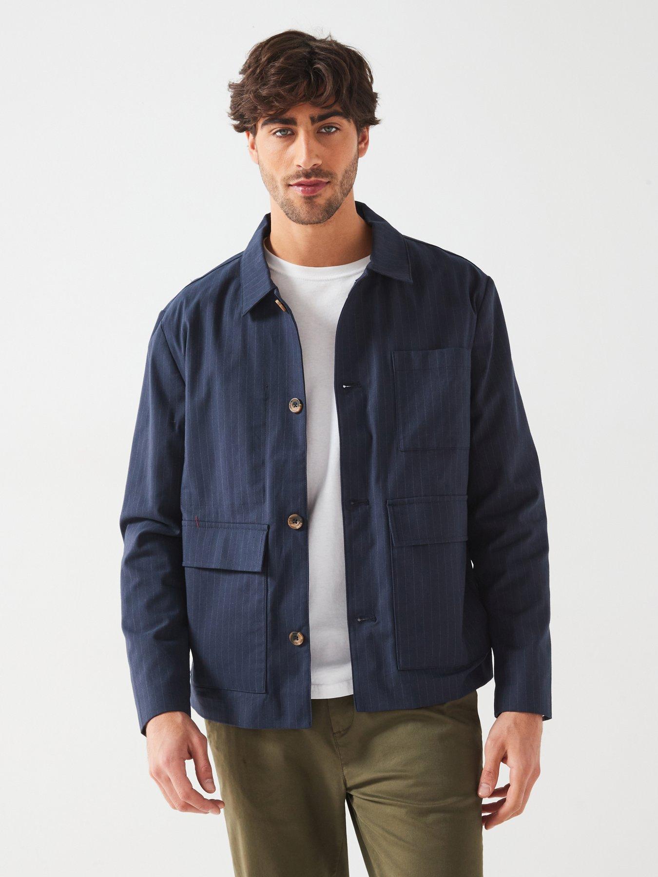 undefined Only  &  Sons Pinstripe Chore Jacket - Navy