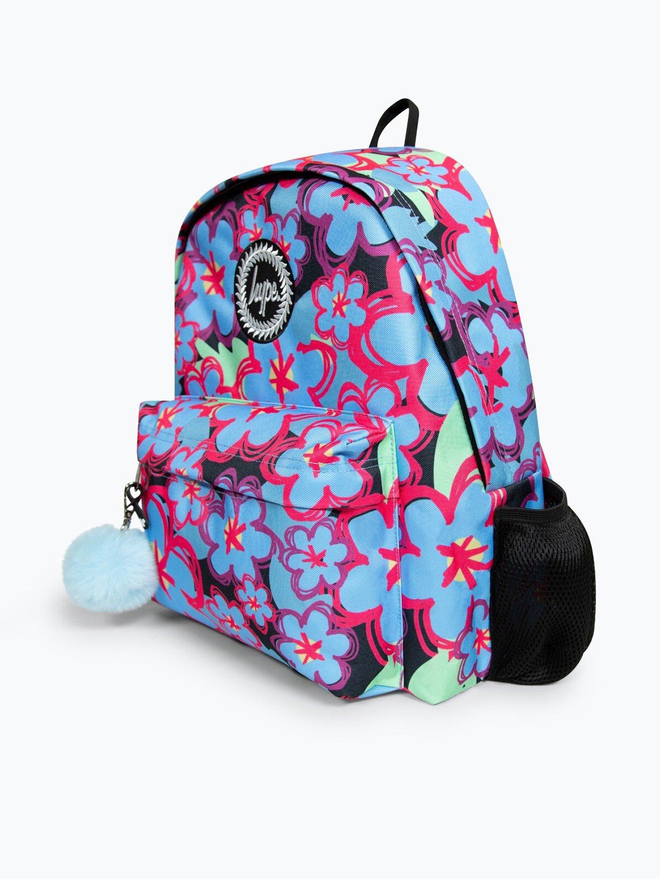 Image 1 of 5 of Hype Unisex Multi Blue Flowers Badge Backpack