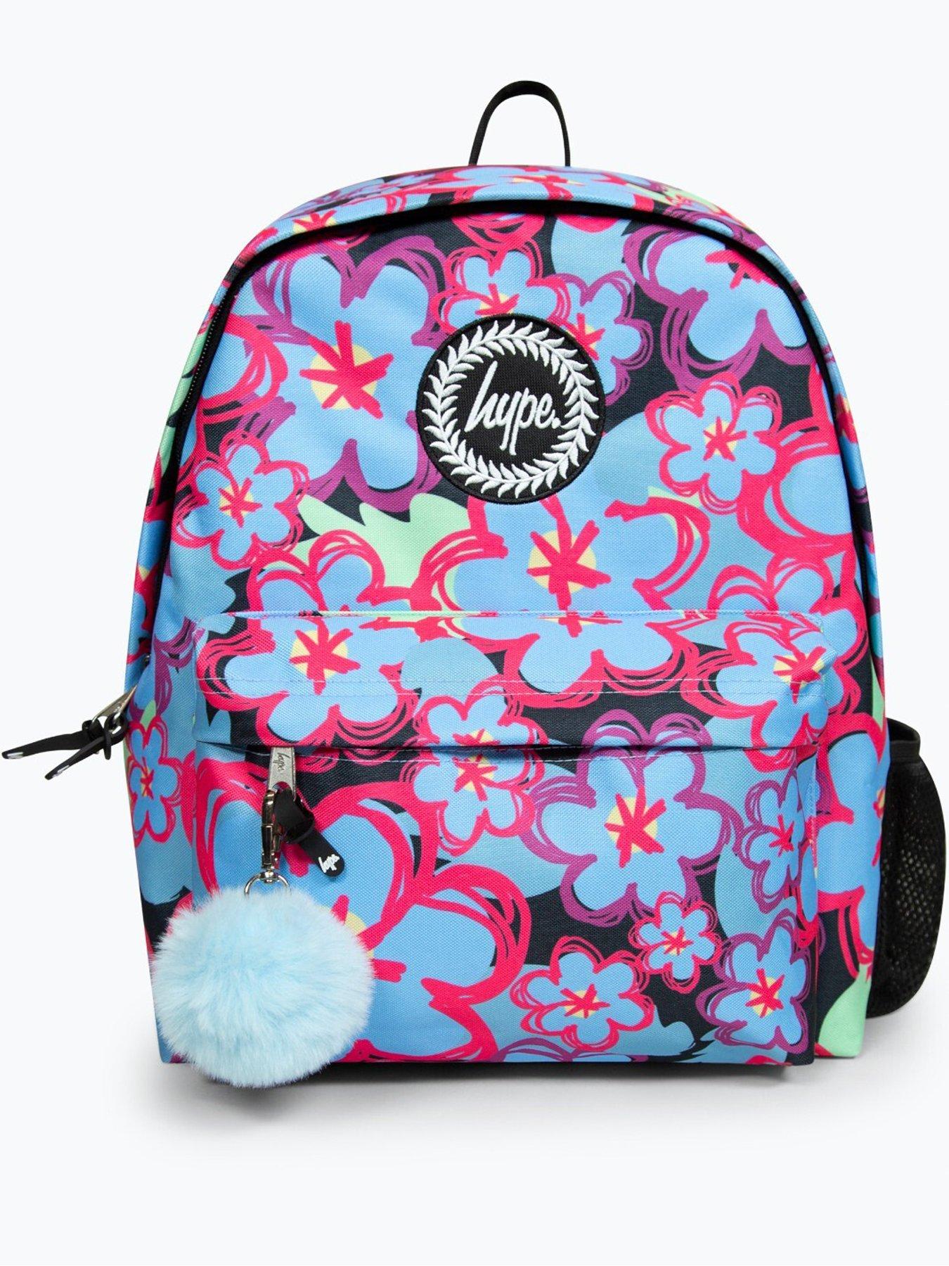 Image 2 of 5 of Hype Unisex Multi Blue Flowers Badge Backpack