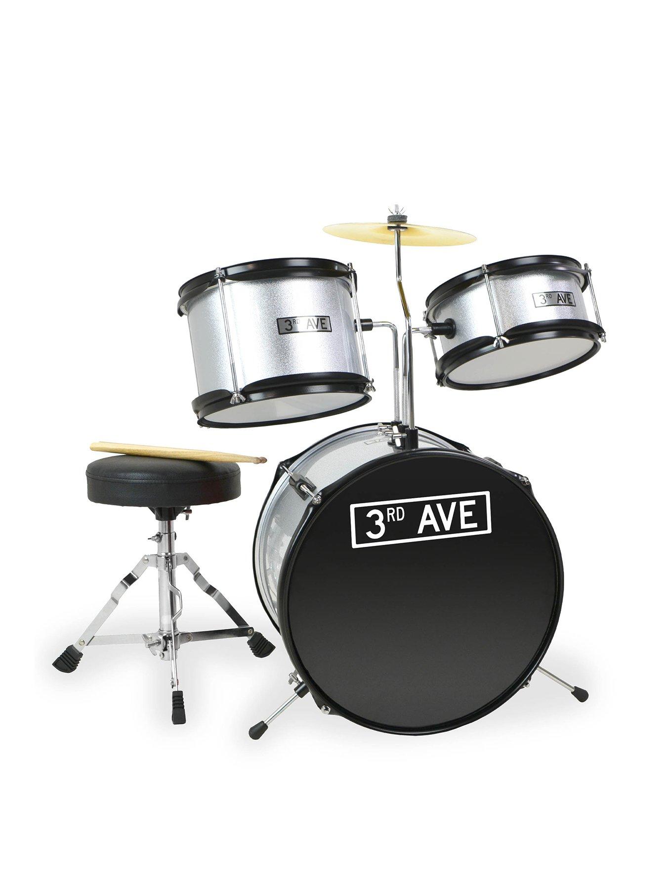 3rd Avenue Piece Kids Junior Drum Kit Silver Very