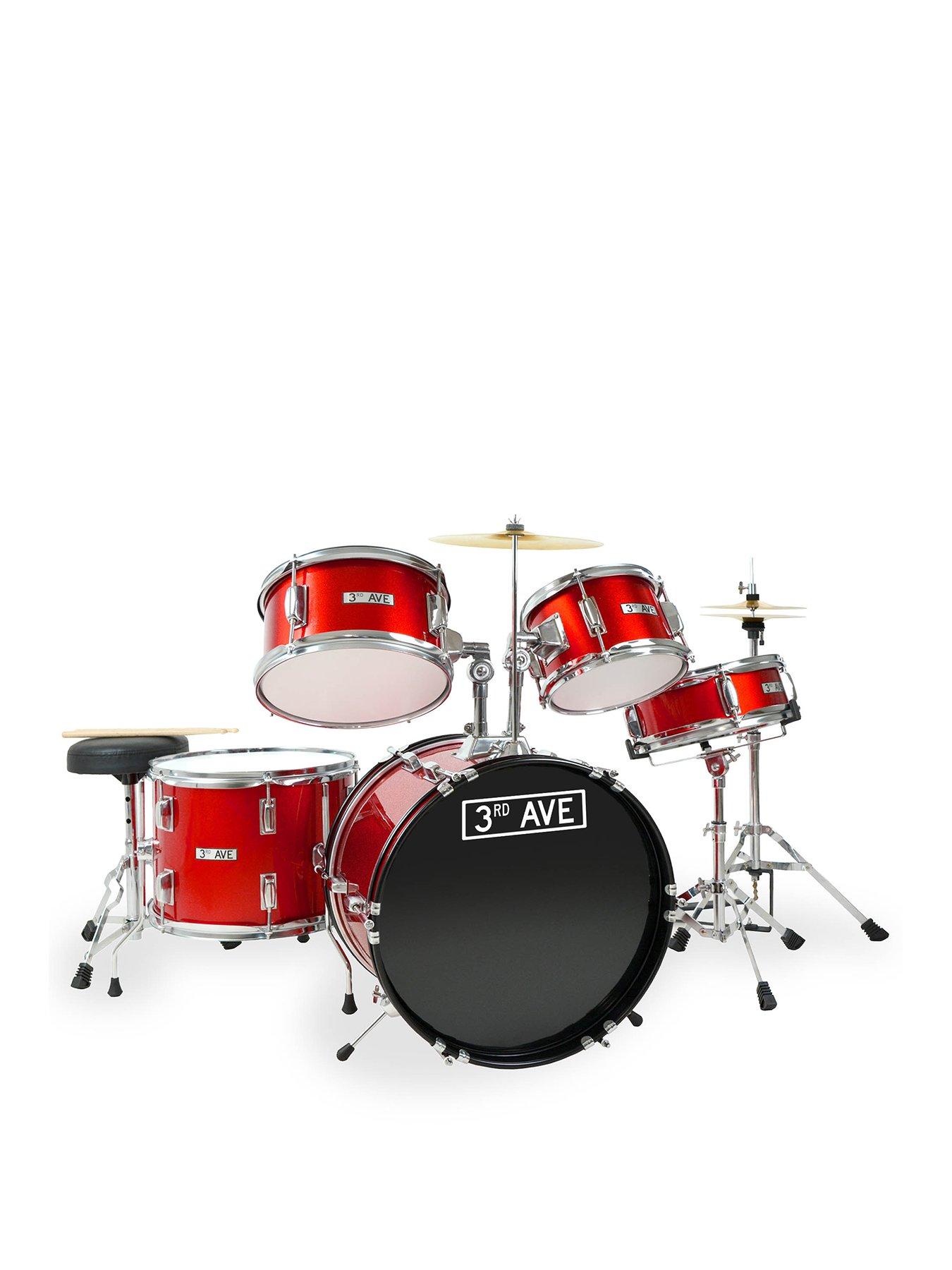 Image 1 of 4 of 3rd Avenue 5 Piece Kids Junior Drum Kit - Red
