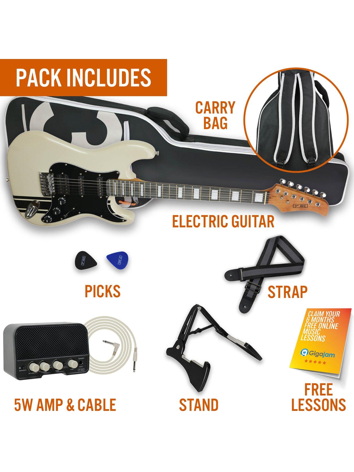 3rd Avenue E-Gitarren-Kit Atlantic White – Mit 5W Verstärker, Gigbag, Zubehör, Für Einsteiger