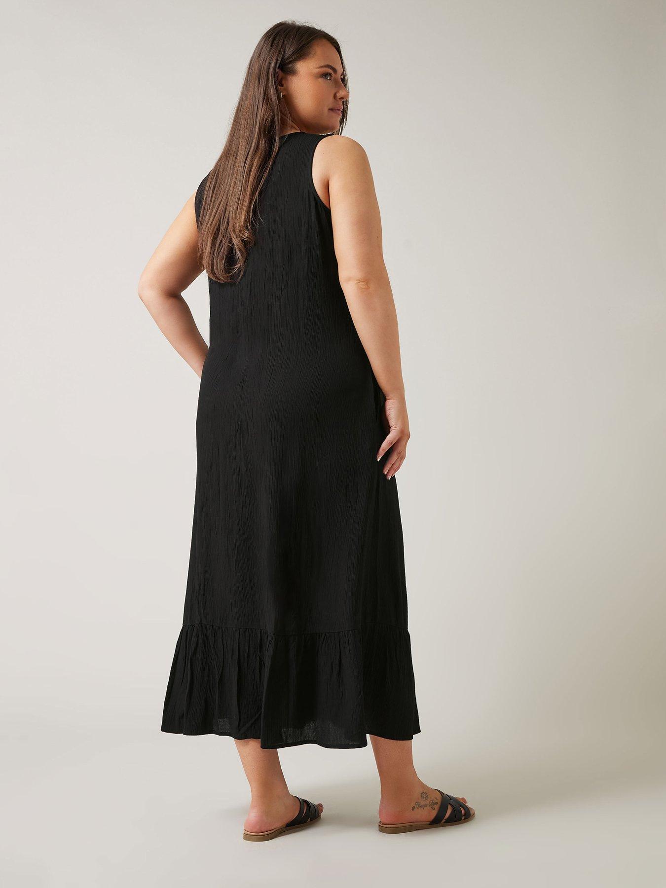 Image 2 of 4 of Evans Broidery Panel Maxi Dress - Black