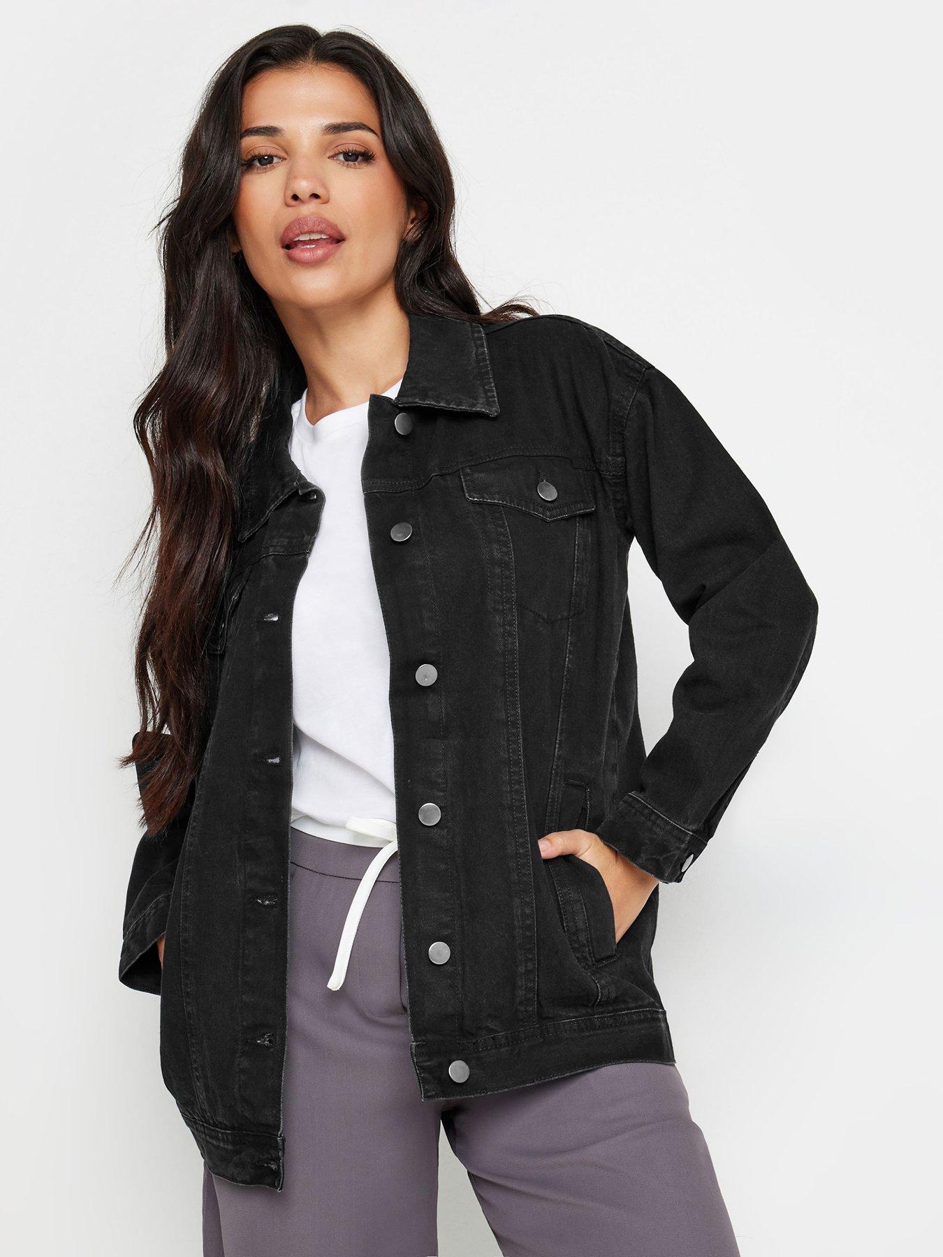 PixieGirl Petite Black Washed Oversize Denim Jacket