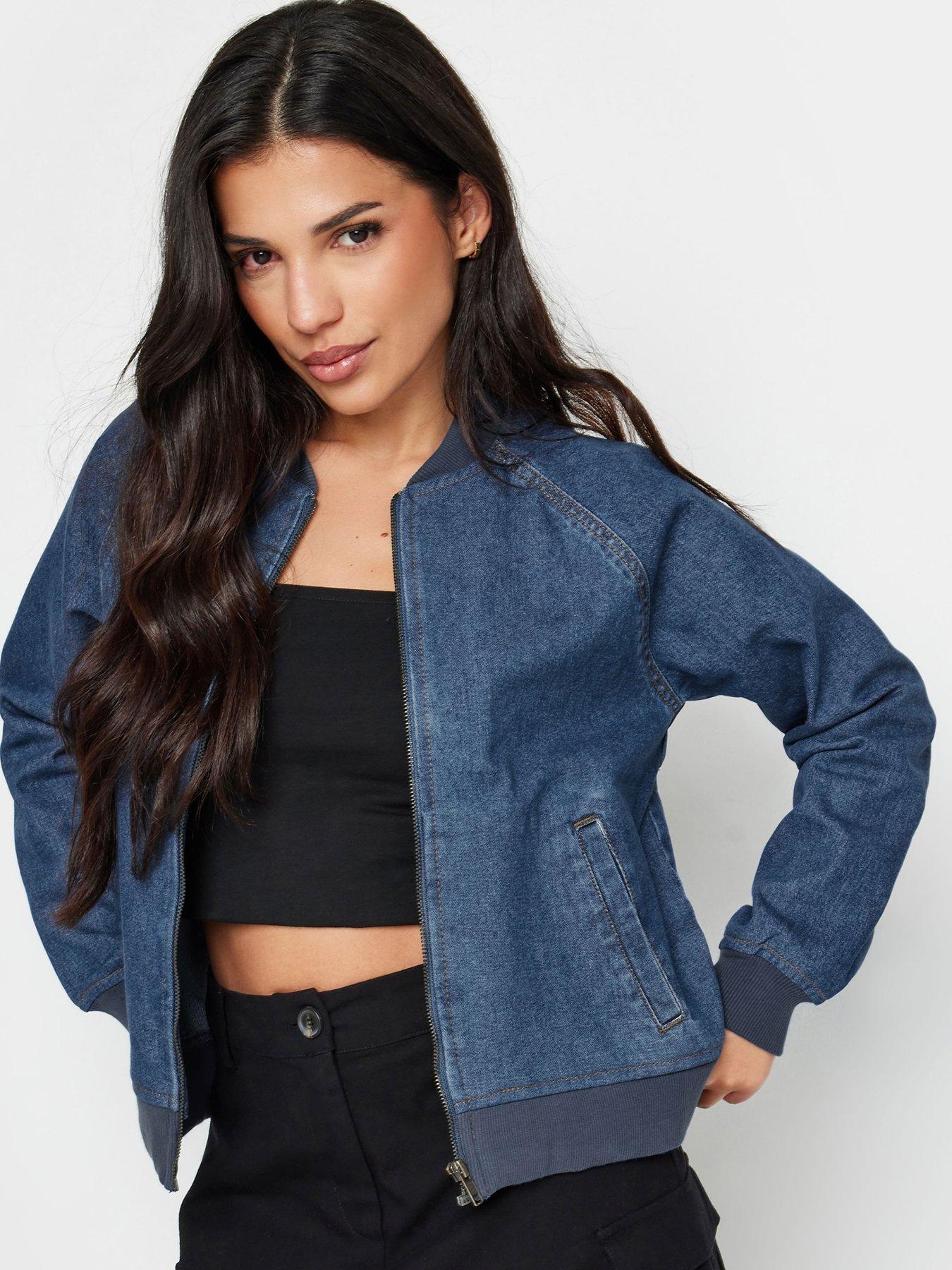 Blue Denim Ladies Jackets Highway Jeans Distressed Denim Jacket