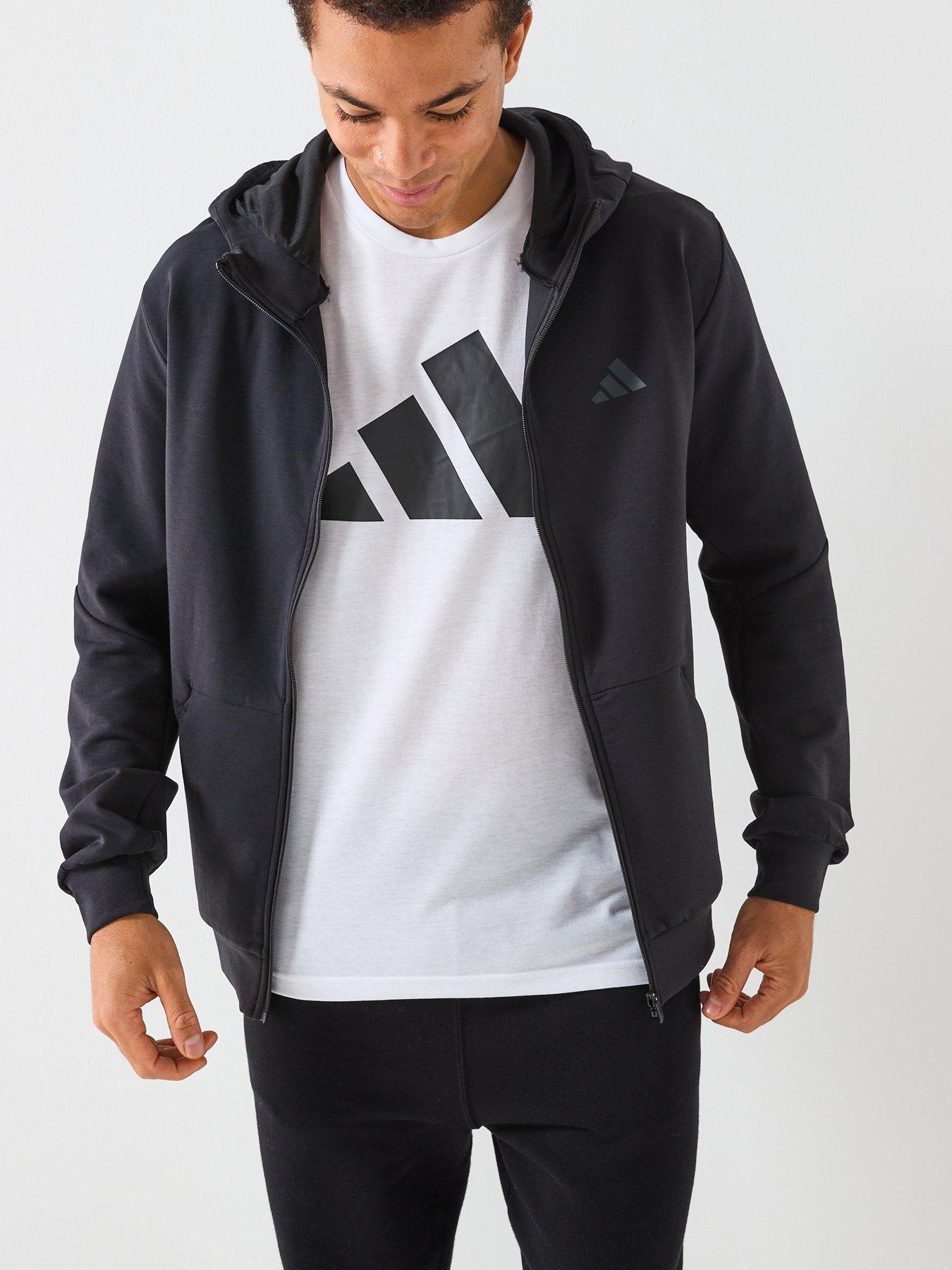 Image 1 of 6 of adidas Men's Designed For Training Full Zip Hoodie - Black