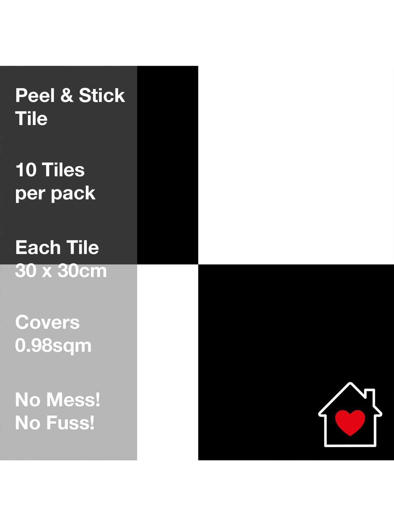 Image 6 of 6 of ARTHOUSE Pack of 10 Black and White Motif Peel &amp; Stick Floor Tiles&nbsp;