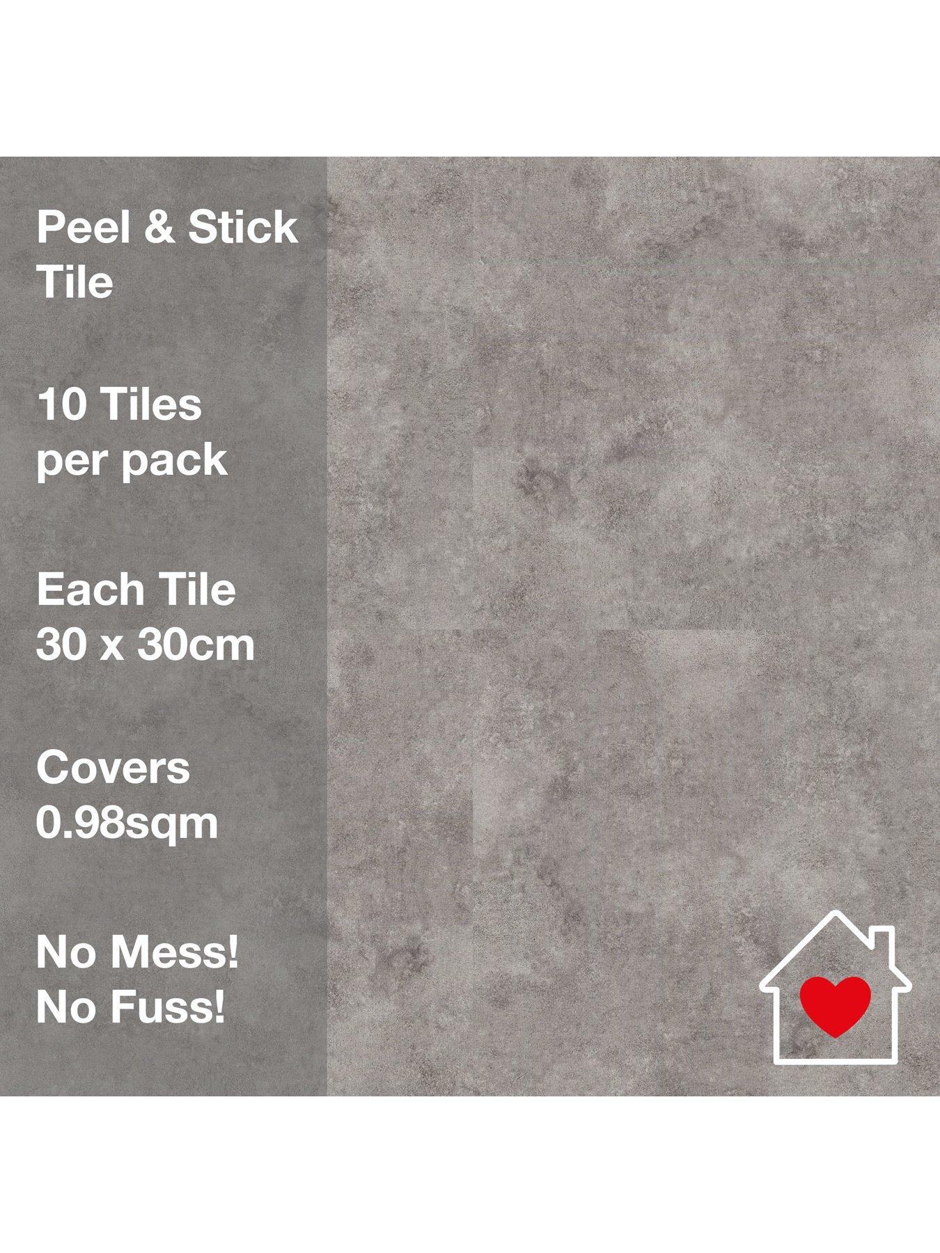 Image 6 of 6 of ARTHOUSE Pack of 10 Textured Plain Grey Peel &amp; Stick Floor Tiles