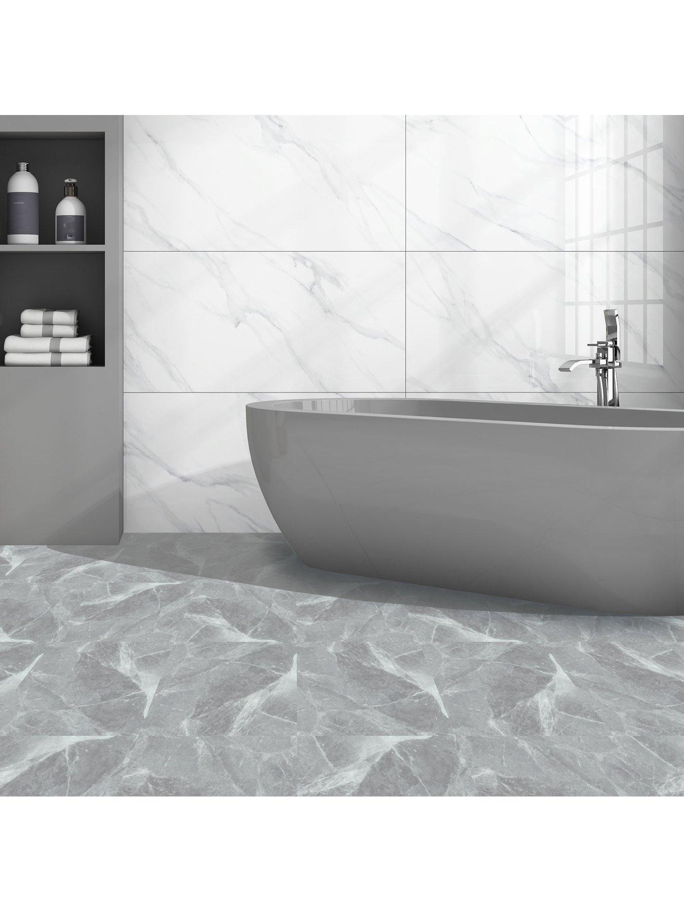 Image 1 of 6 of ARTHOUSE Pack of 10 Grey Marble Peel &amp; Stick Floor Tiles