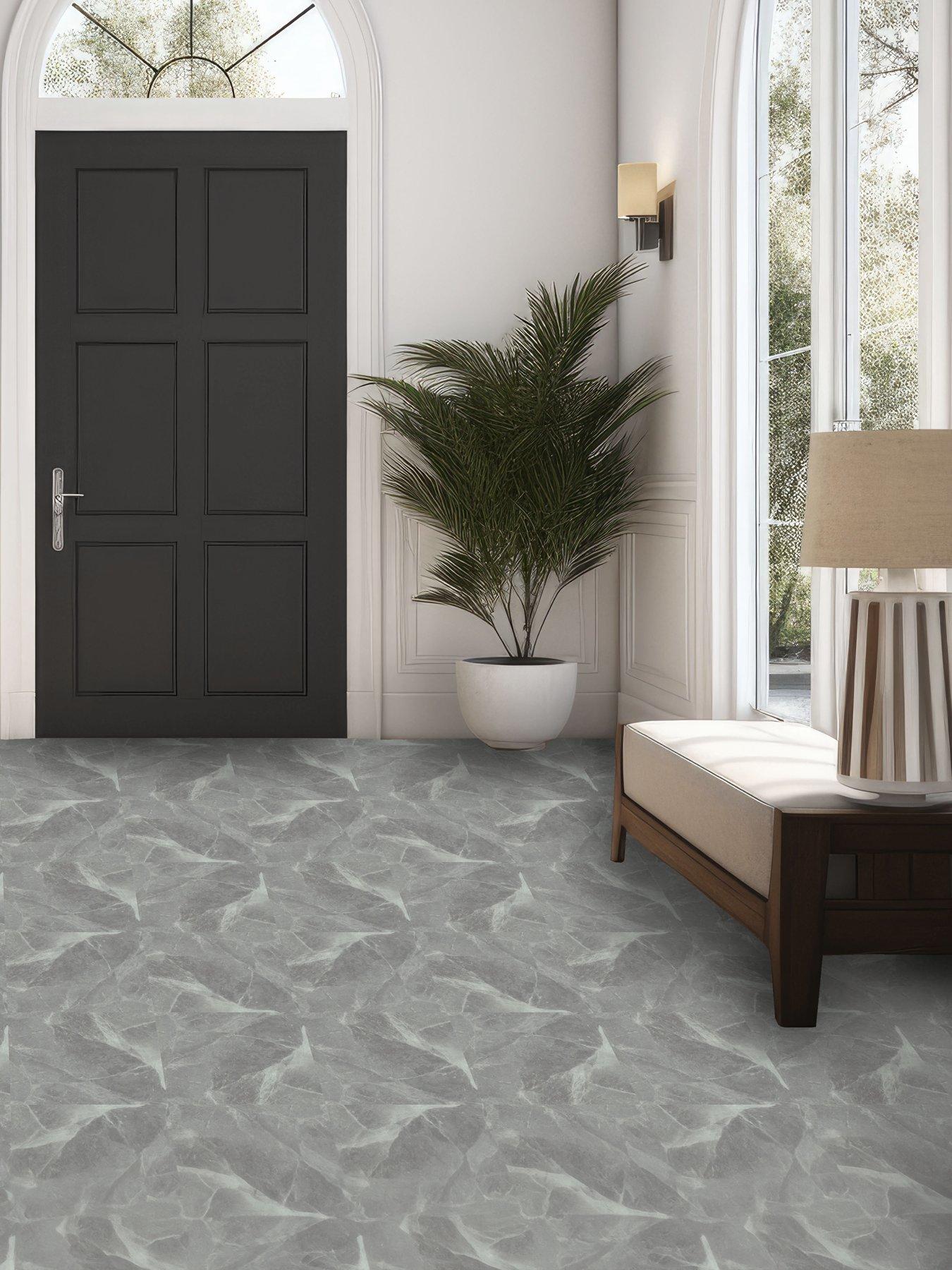 Image 3 of 6 of ARTHOUSE Pack of 10 Grey Marble Peel &amp; Stick Floor Tiles