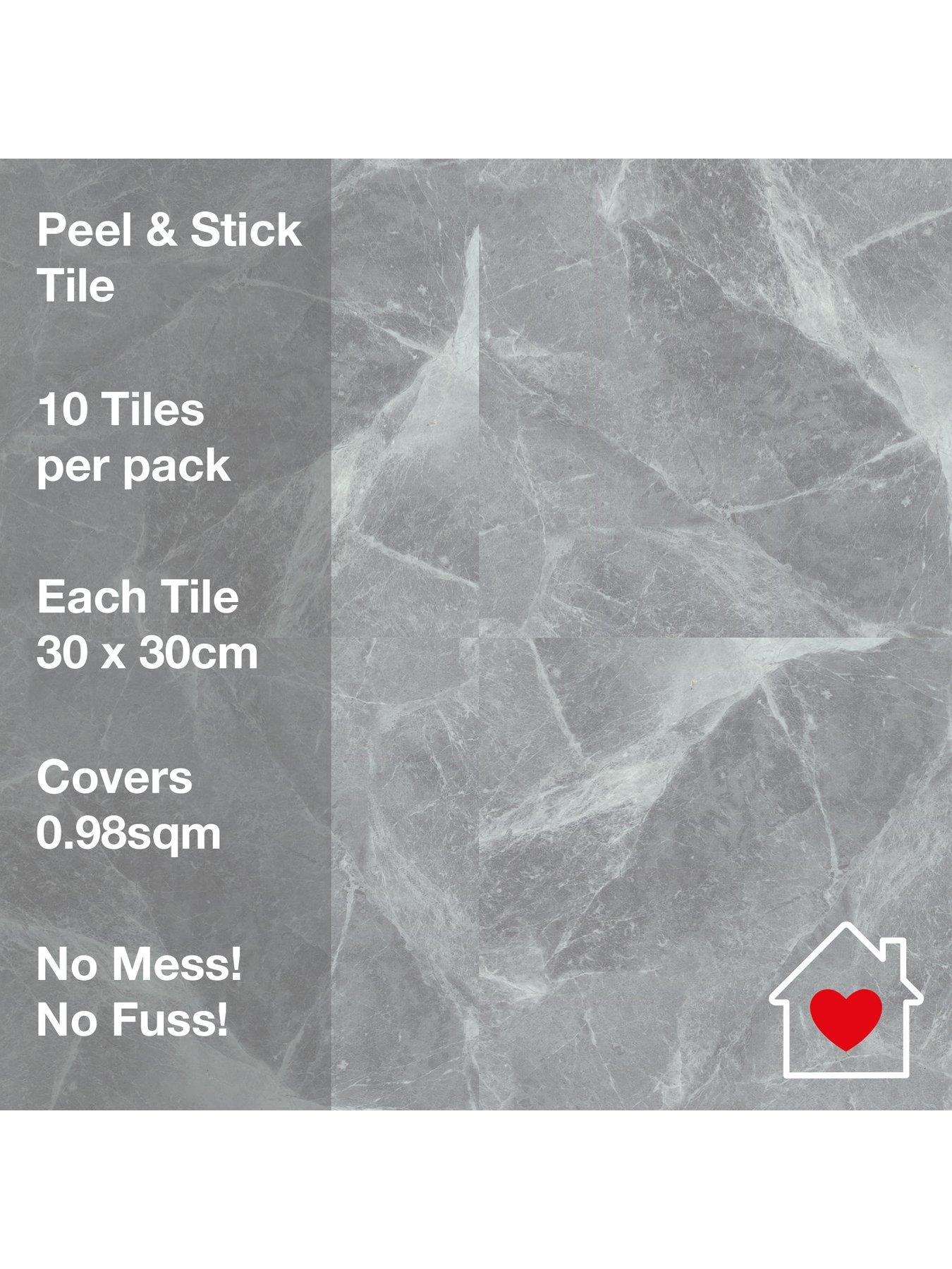 Image 6 of 6 of ARTHOUSE Pack of 10 Grey Marble Peel &amp; Stick Floor Tiles