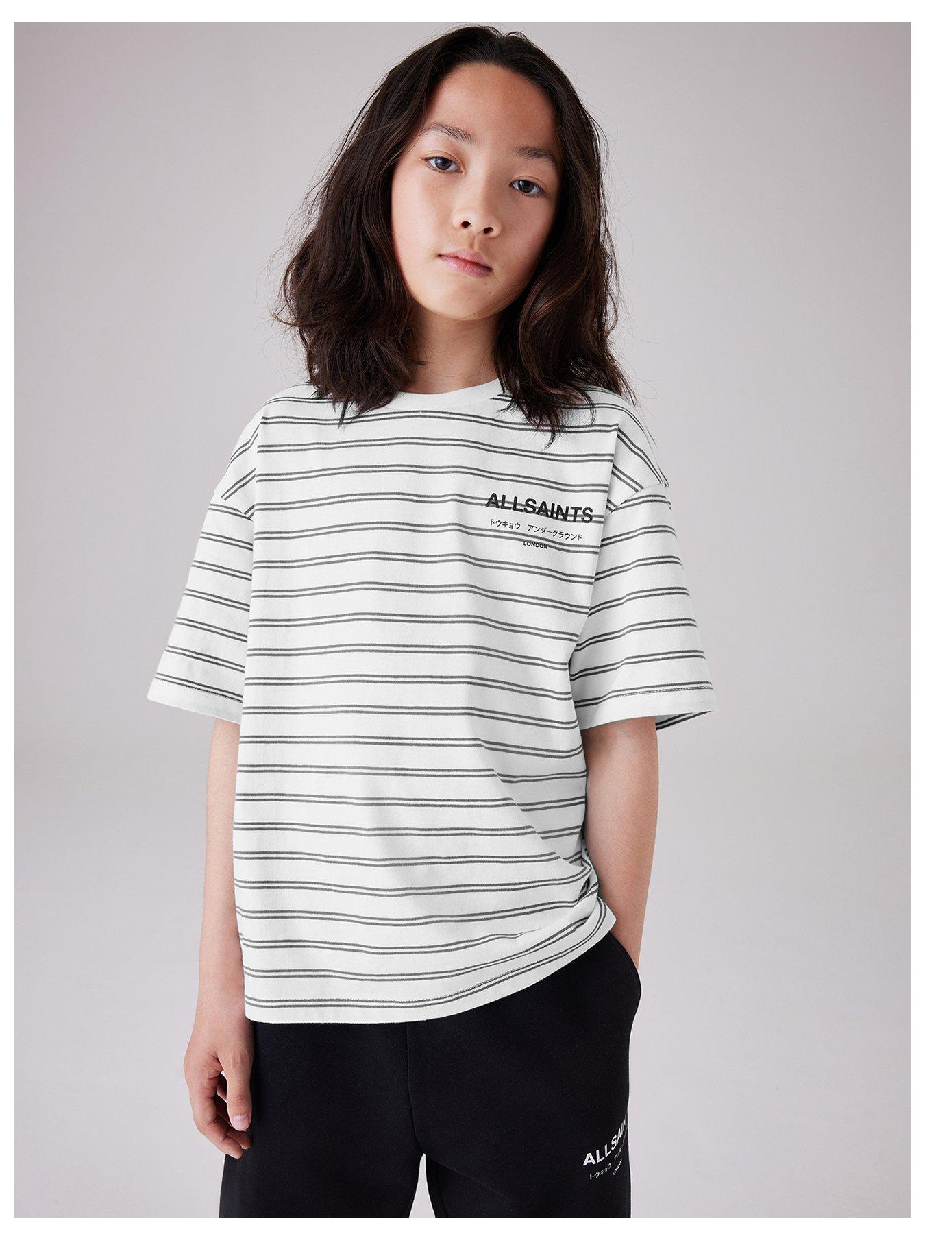 smALLSAINTS Underground Logo Stripe Tee - Black/White | Very.co.uk