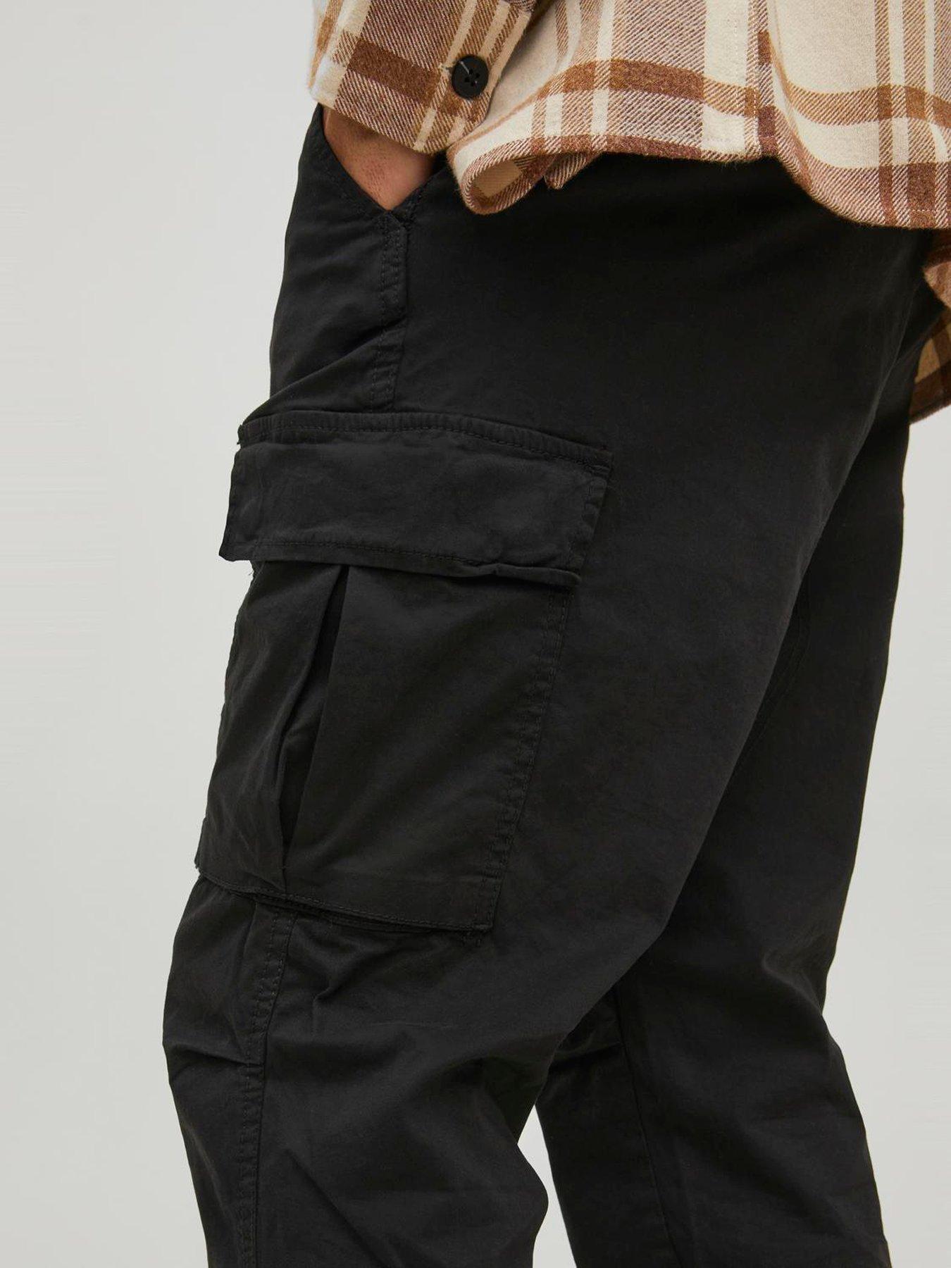Image 4 of 6 of Jack & Jones Ace Tapered Fit Cargo Trousers - Black