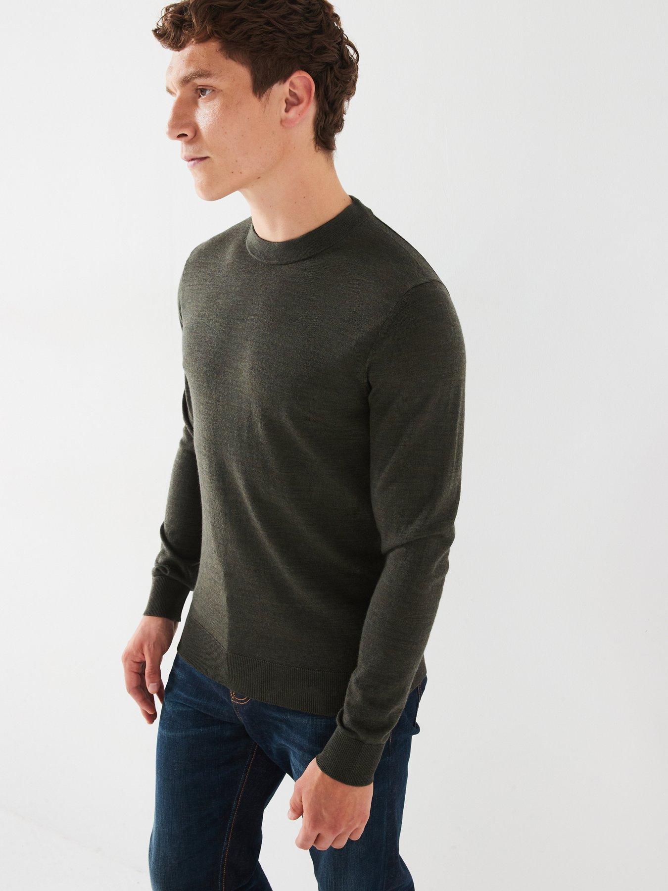 undefined Premium Merino Crew Knitted Jumper - Peat