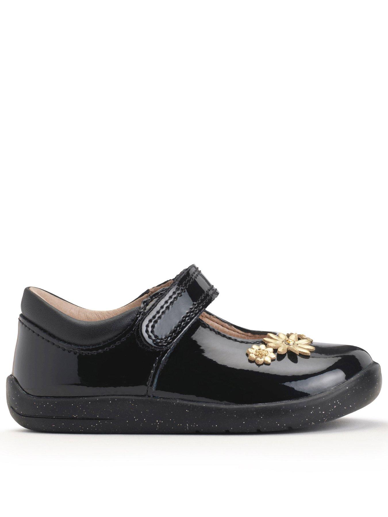 undefined Fairy Tale Flower Patent Mary Jane First Steps Shoe - Black