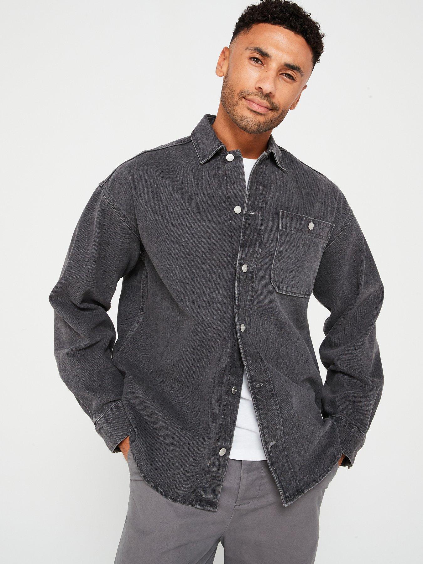 undefined Pocket Denim Overshirt - Black Denim