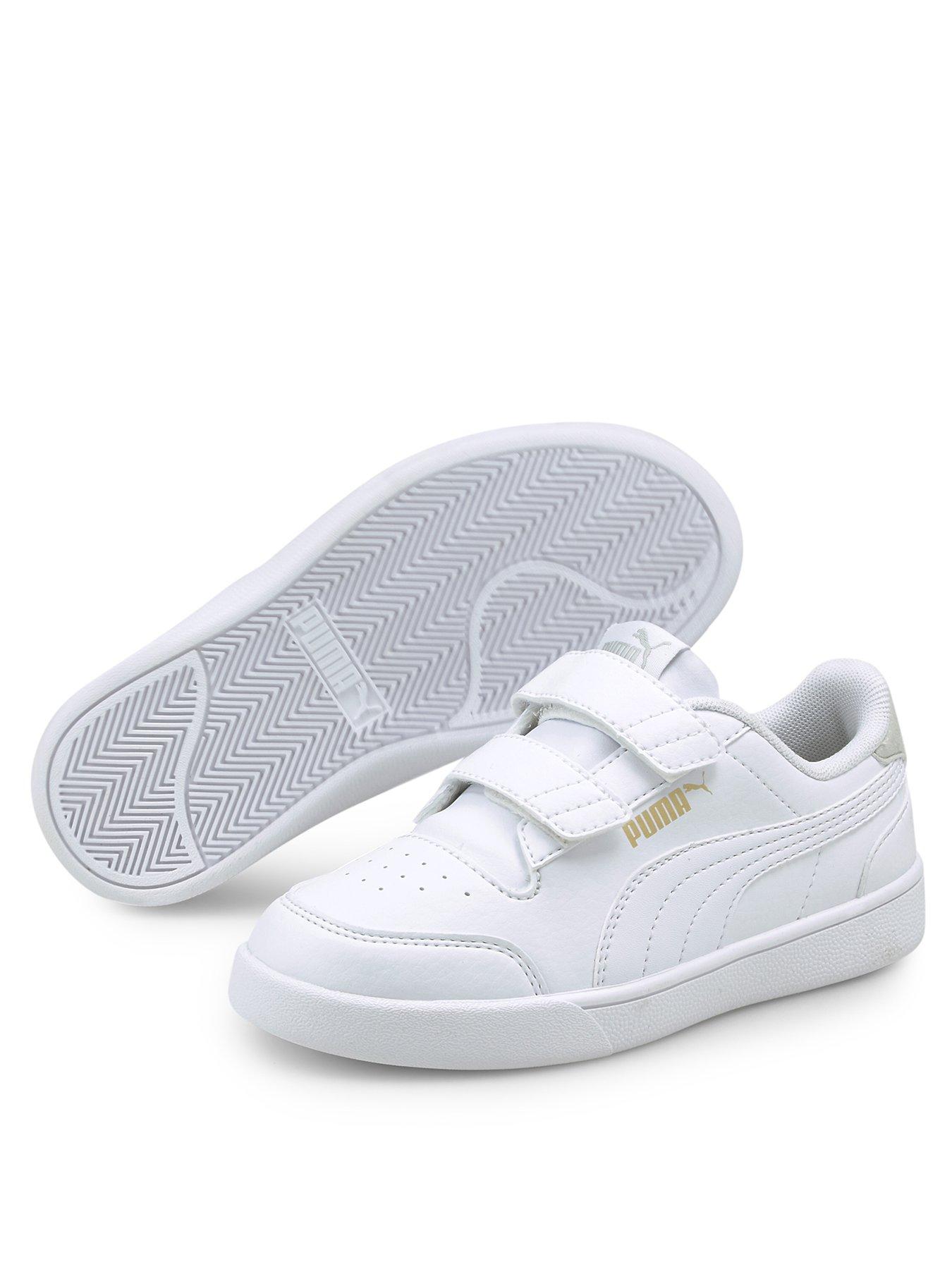 Puma Kid s Unisex Shuffle Velcro Trainers White Very